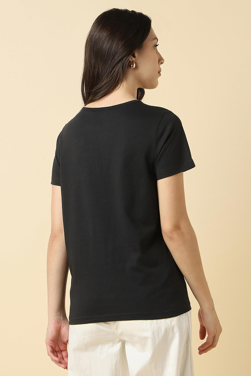 Allen Solly Women's Regular-Fit Cotton Crew-Neck T-Shirt - Image 3