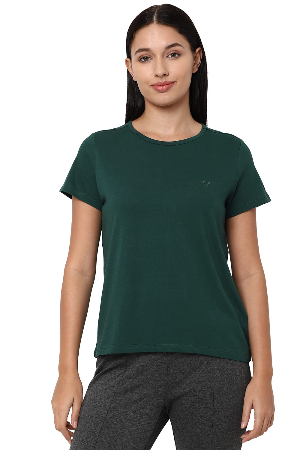 Allen Solly Women's Regular-Fit Cotton Crew-Neck T-Shirt - Image 36