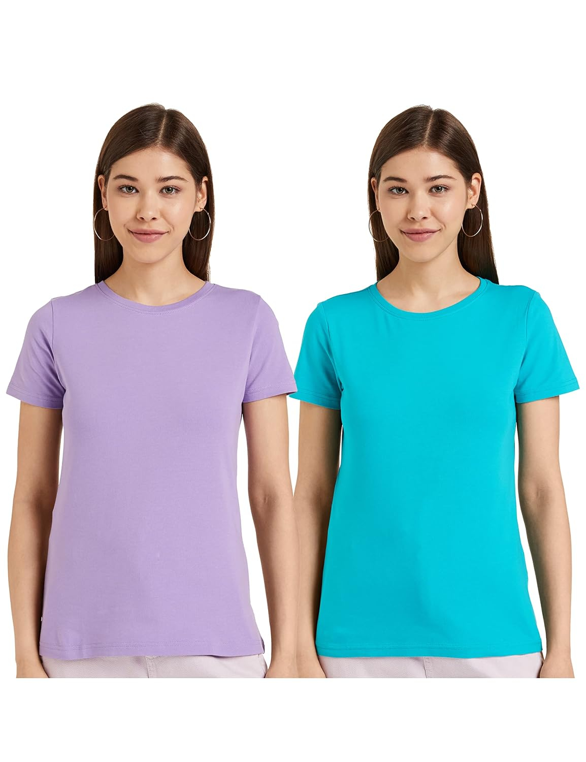 Symbol Women's Cotton-Stretch Round-Neck T-Shirts - Pack of 2 - Image 9