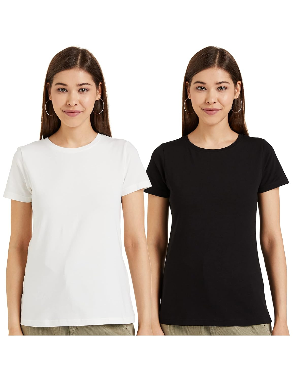 Symbol Women's Cotton-Stretch Round-Neck T-Shirts - Pack of 2 - Image 17