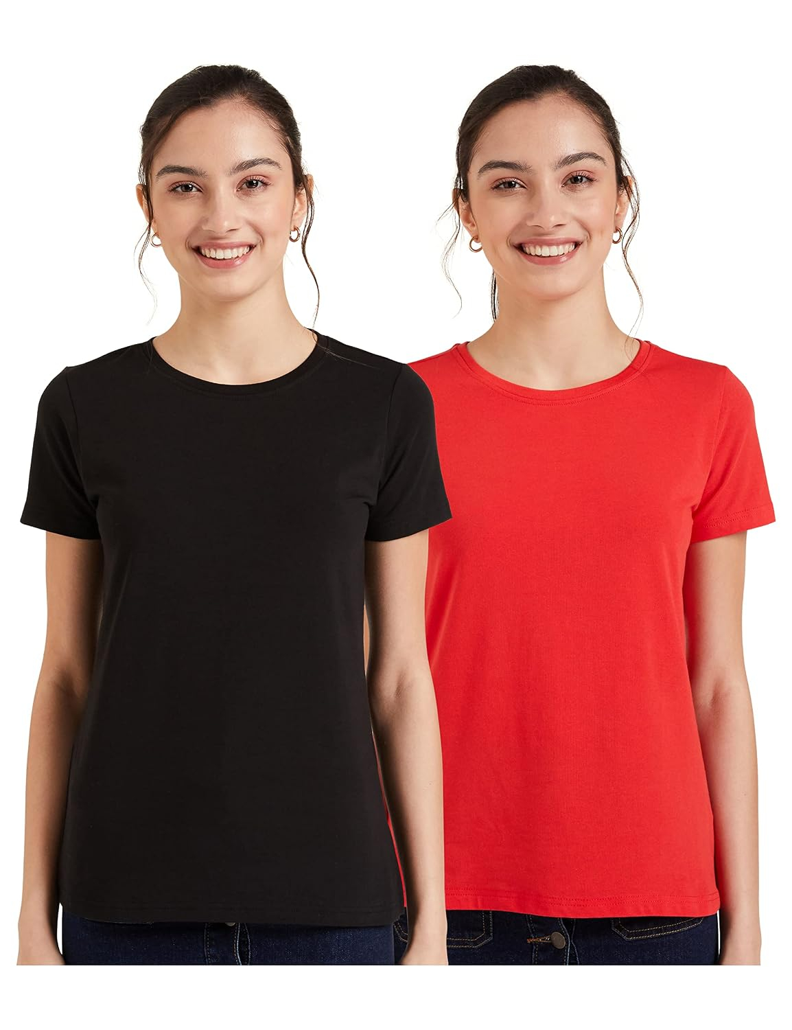 Symbol Women's Cotton-Stretch Round-Neck T-Shirts - Pack of 2 - Image 25