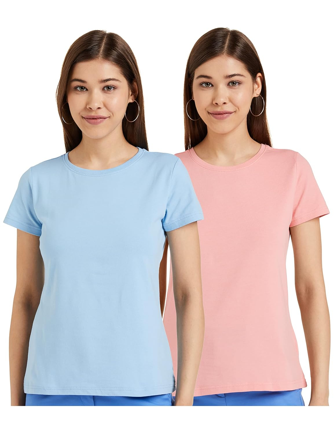 Symbol Women's Cotton-Stretch Round-Neck T-Shirts - Pack of 2 - Image 36