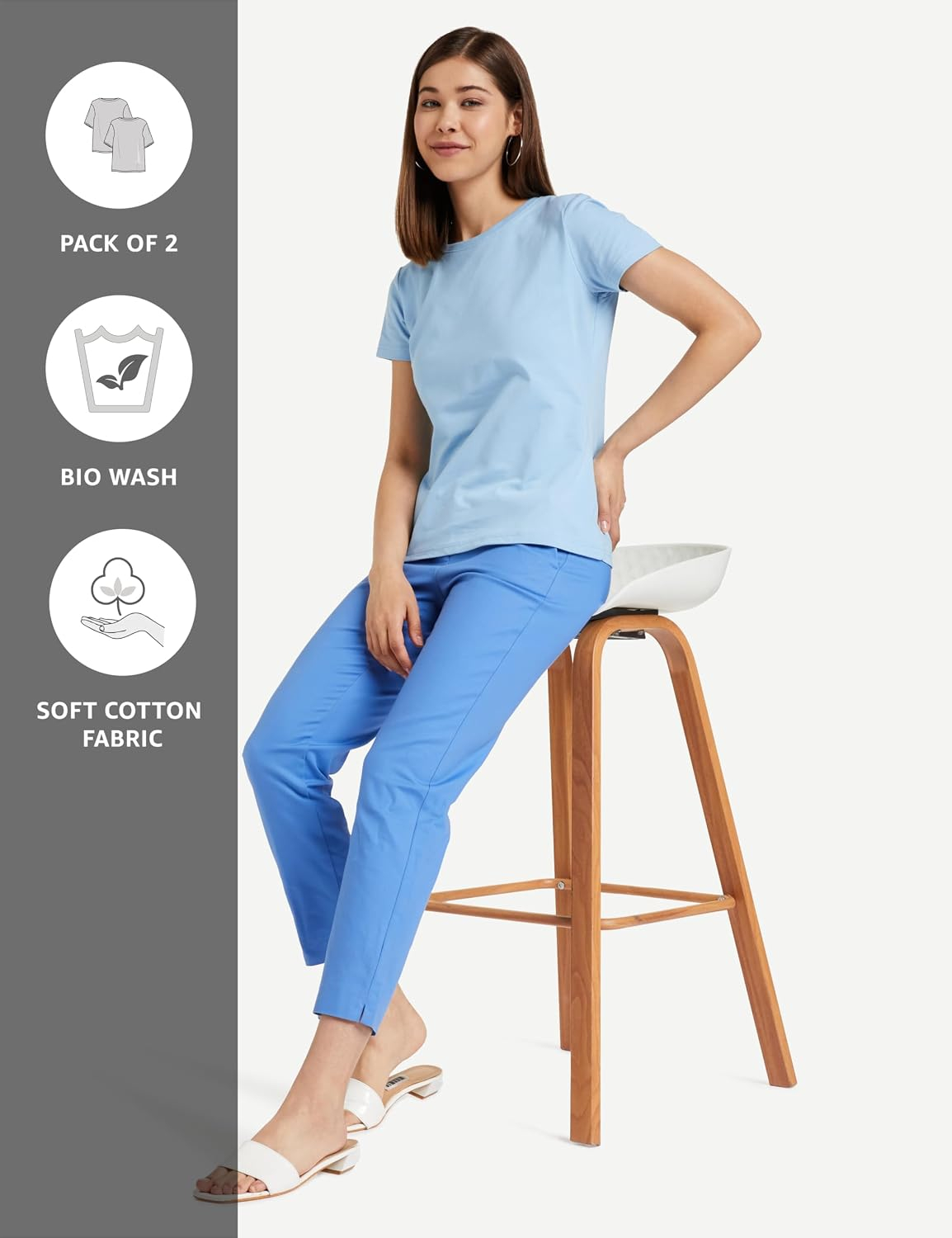 Symbol Women's Cotton-Stretch Round-Neck T-Shirts - Pack of 2 - Image 39