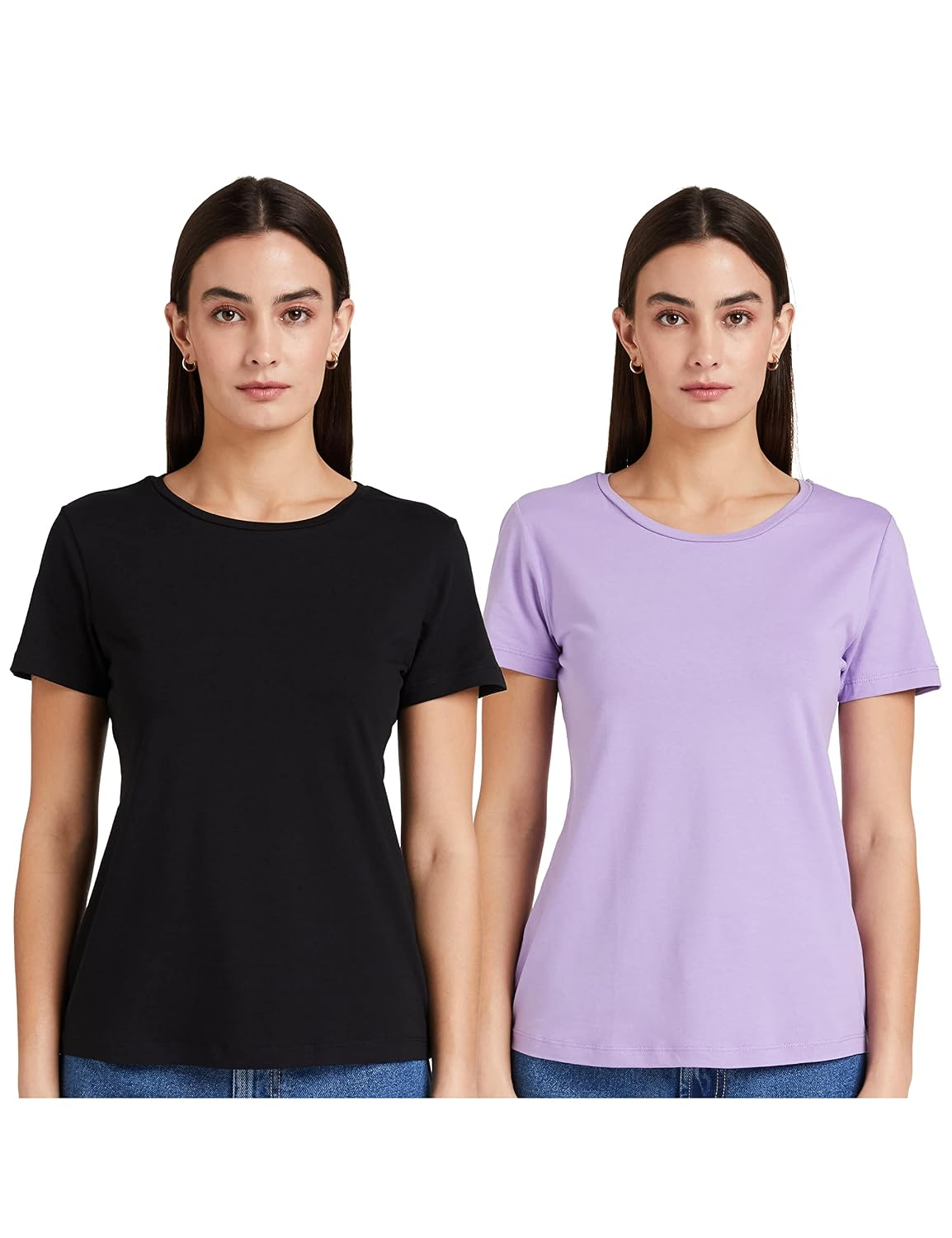 Symbol Women's Cotton-Stretch Round-Neck T-Shirts - Pack of 2 - Image 52