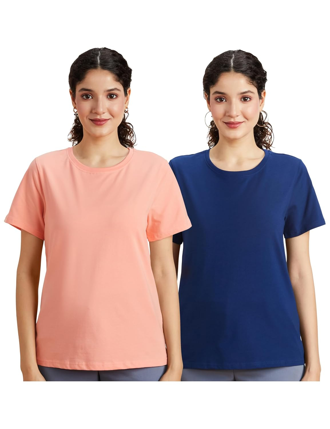Symbol Women's Cotton-Stretch Round-Neck T-Shirts - Pack of 2 - Image 66