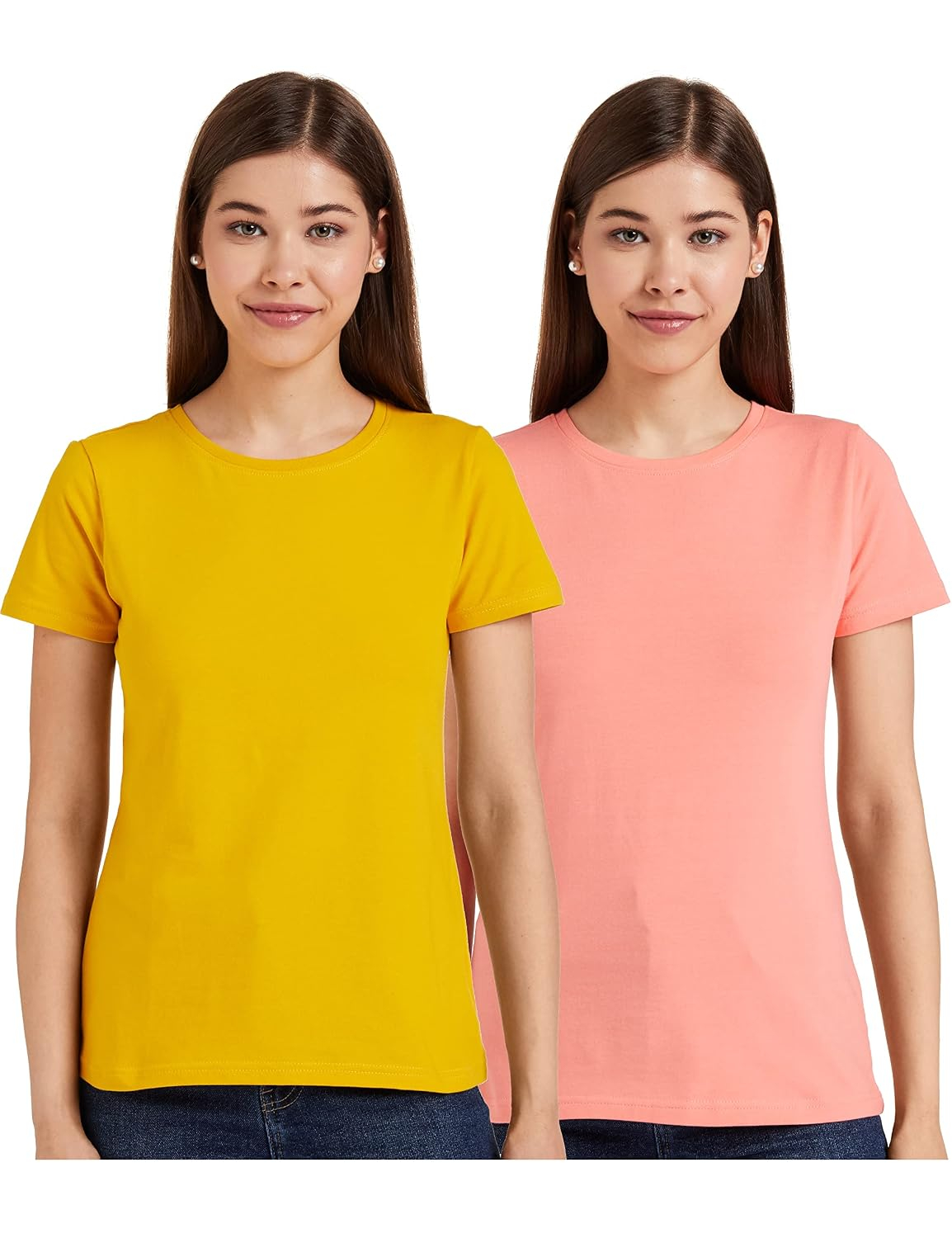 Symbol Women's Cotton-Stretch Round-Neck T-Shirts - Pack of 2 - Image 74