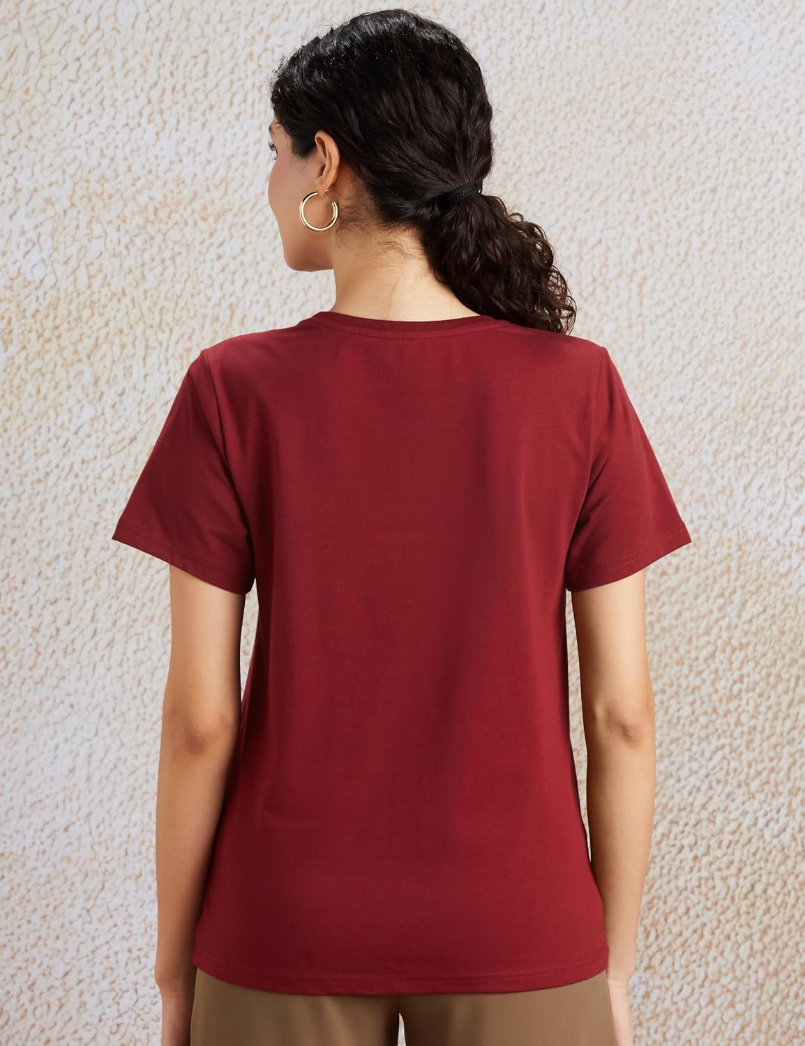 Symbol Women's Cotton-Stretch Round-Neck T-Shirts - Pack of 2 - Image 88