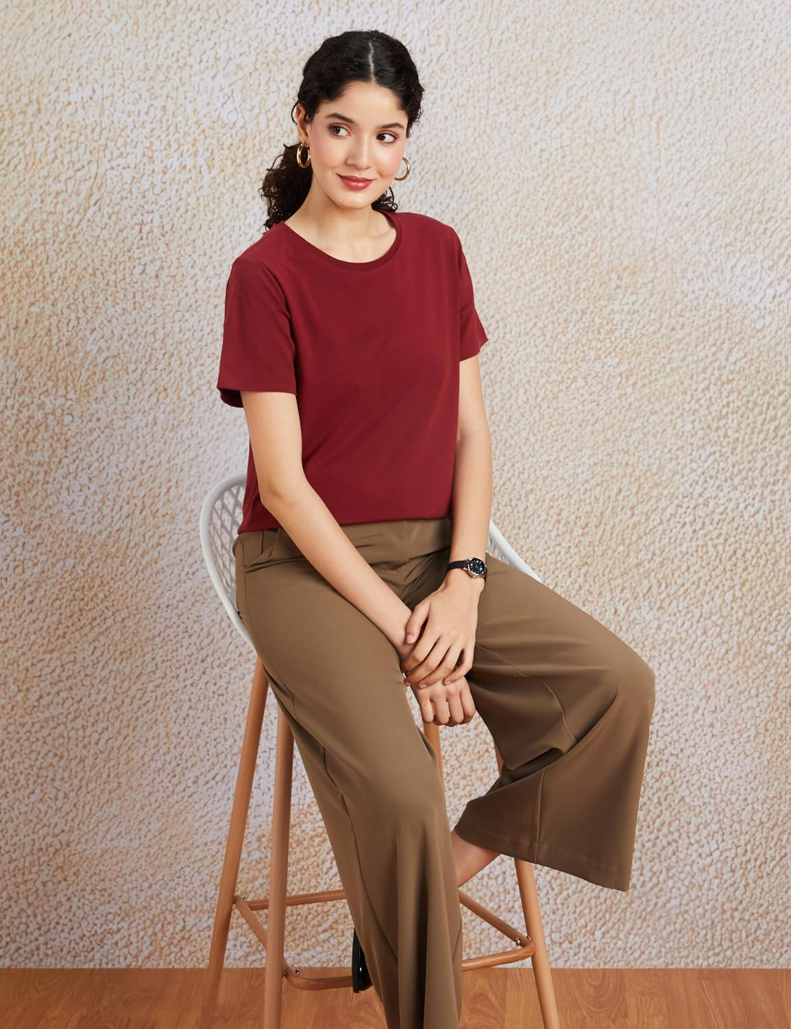 Symbol Women's Cotton-Stretch Round-Neck T-Shirts - Pack of 2 - Image 89