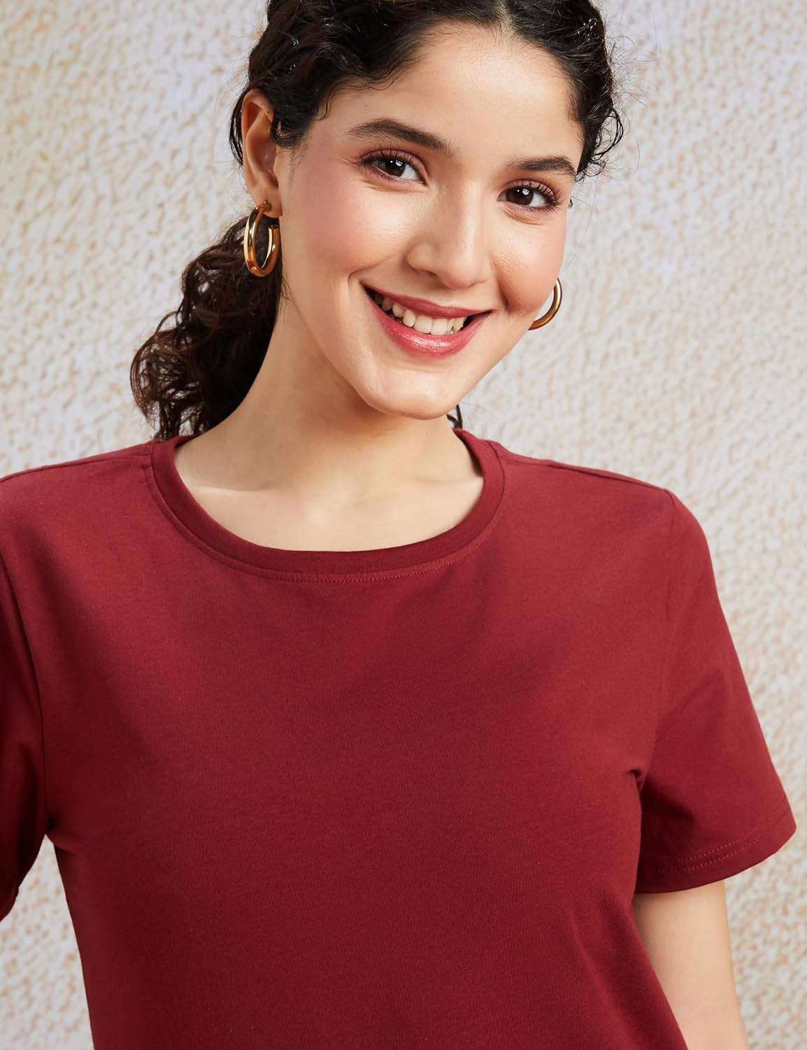 Symbol Women's Cotton-Stretch Round-Neck T-Shirts - Pack of 2 - Image 90