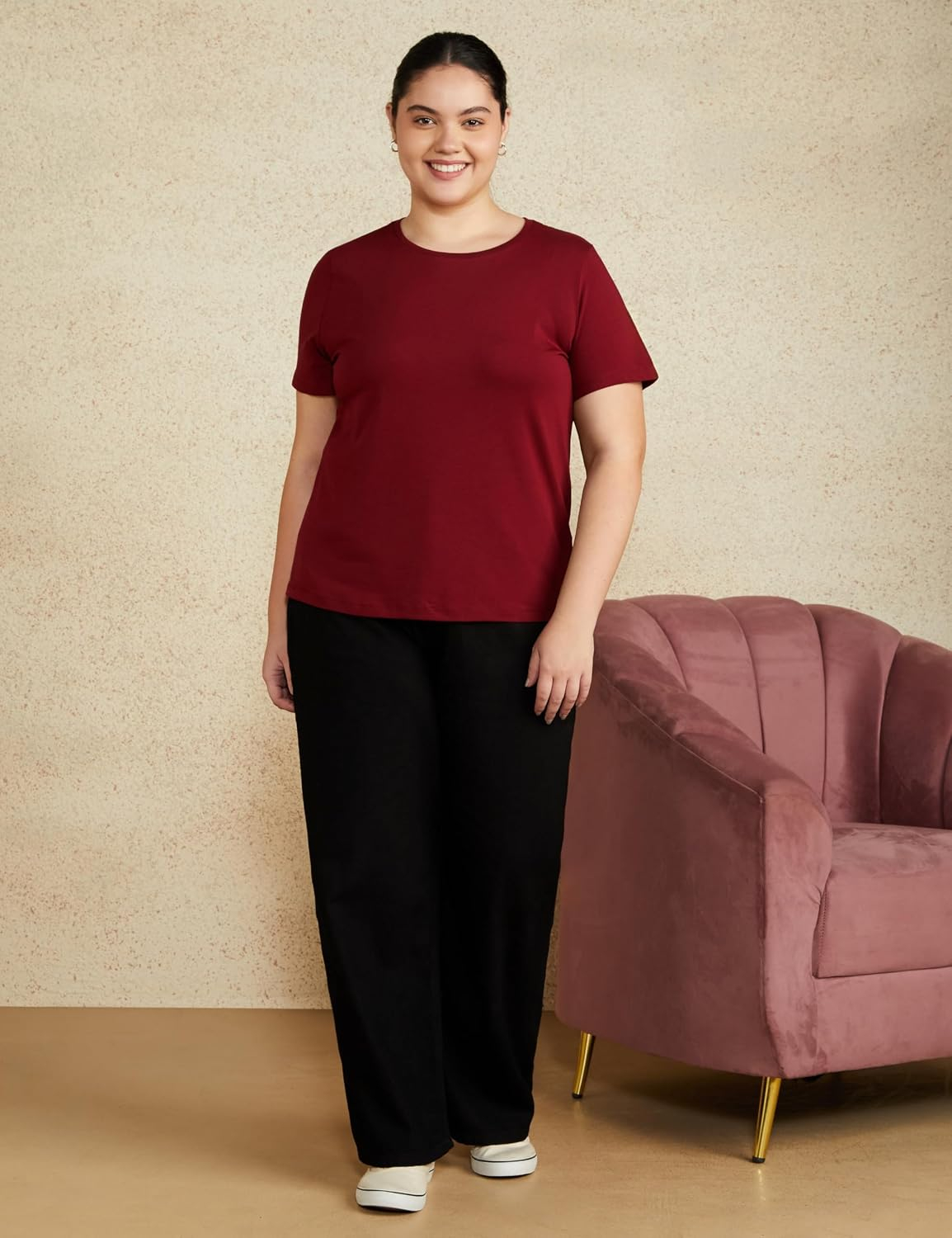 Symbol Women's Cotton-Stretch Round-Neck T-Shirts - Pack of 2 - Image 91