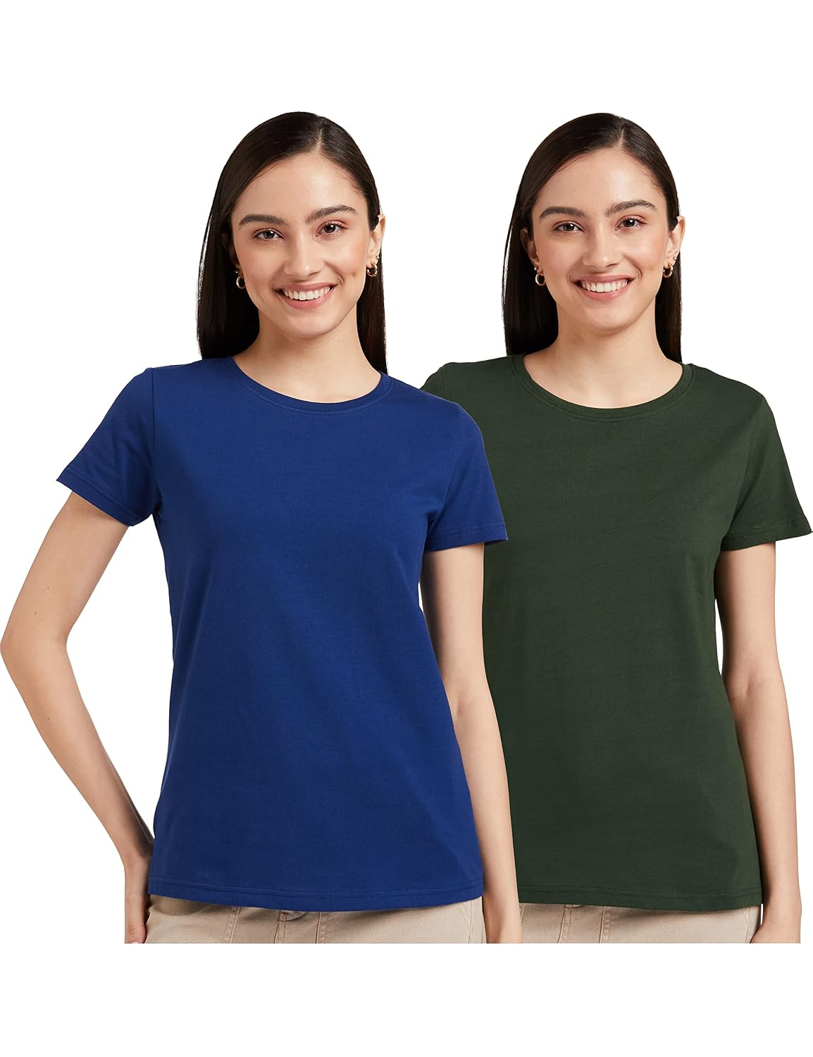 Symbol Women's Cotton-Stretch Round-Neck T-Shirts - Pack of 2 - Image 92