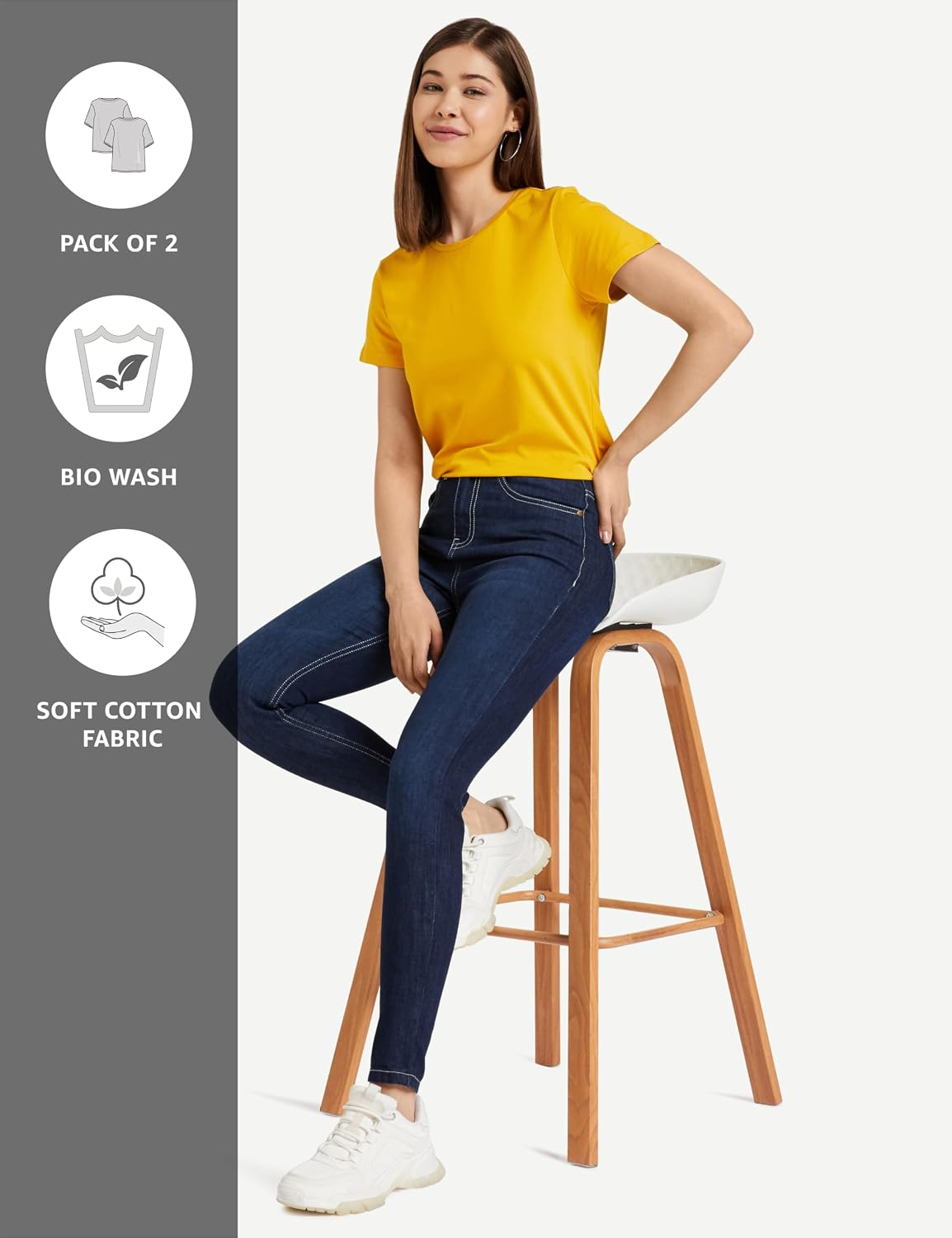 Symbol Women's Cotton-Stretch Round-Neck T-Shirts - Pack of 2 - Image 105