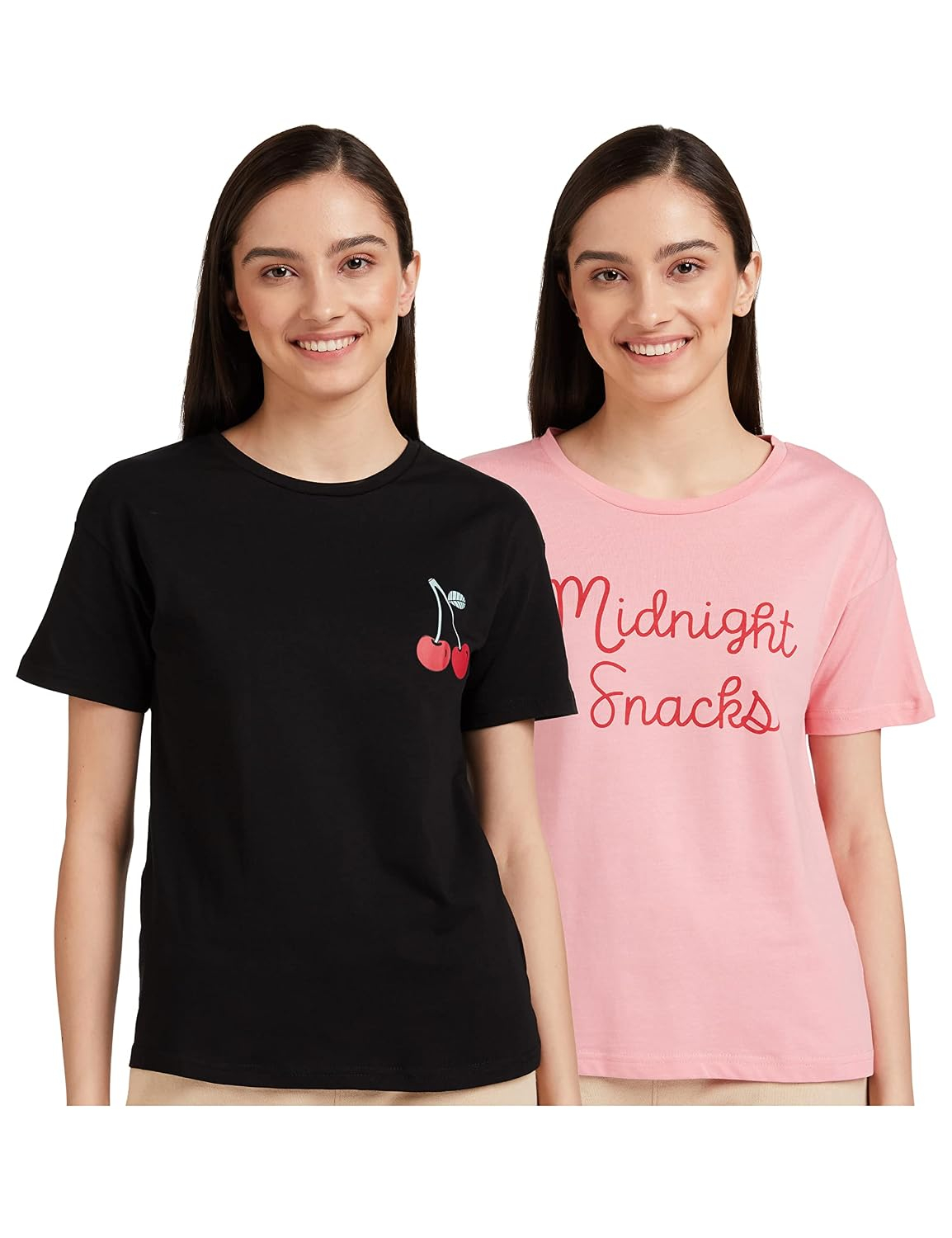 Symbol Women's Cotton-Stretch Round-Neck T-Shirts - Pack of 2 - Image 110