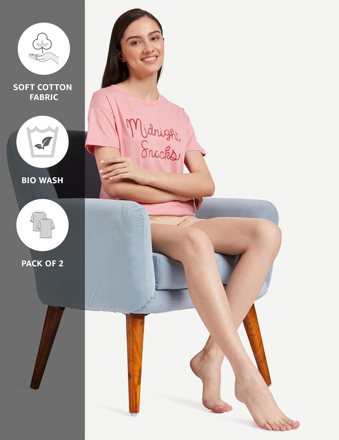 Symbol Women's Cotton-Stretch Round-Neck T-Shirts - Pack of 2 - Image 113