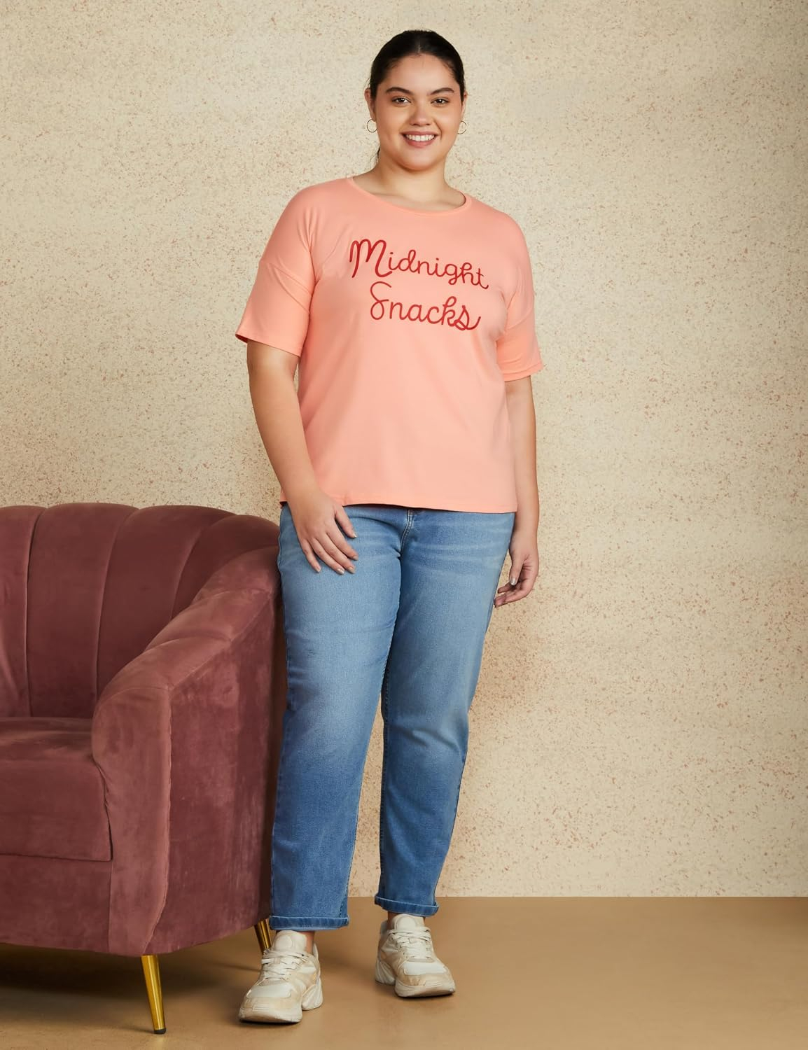 Symbol Women's Cotton-Stretch Round-Neck T-Shirts - Pack of 2 - Image 116