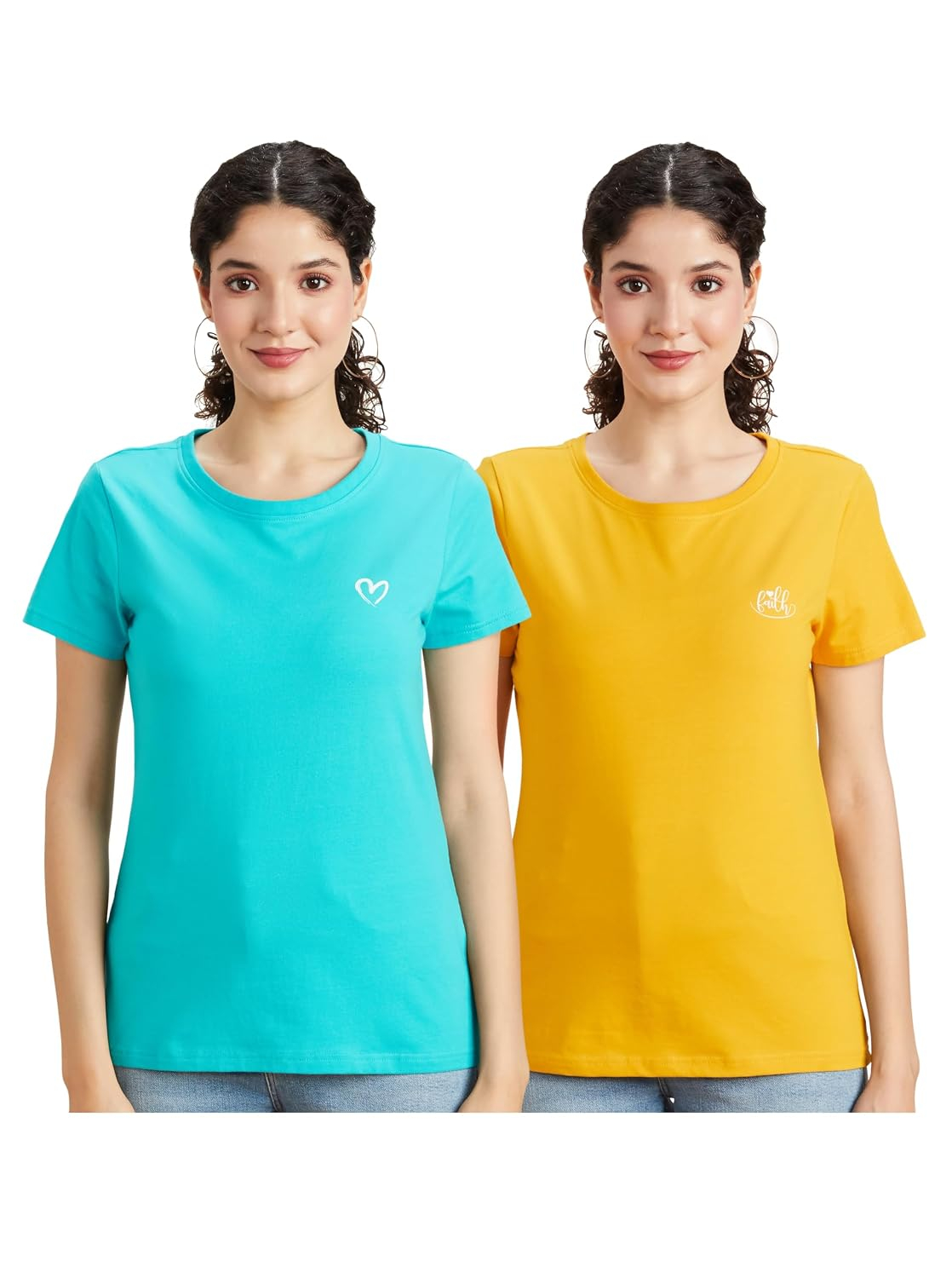 Symbol Women's Cotton-Stretch Round-Neck T-Shirts - Pack of 2 - Image 123