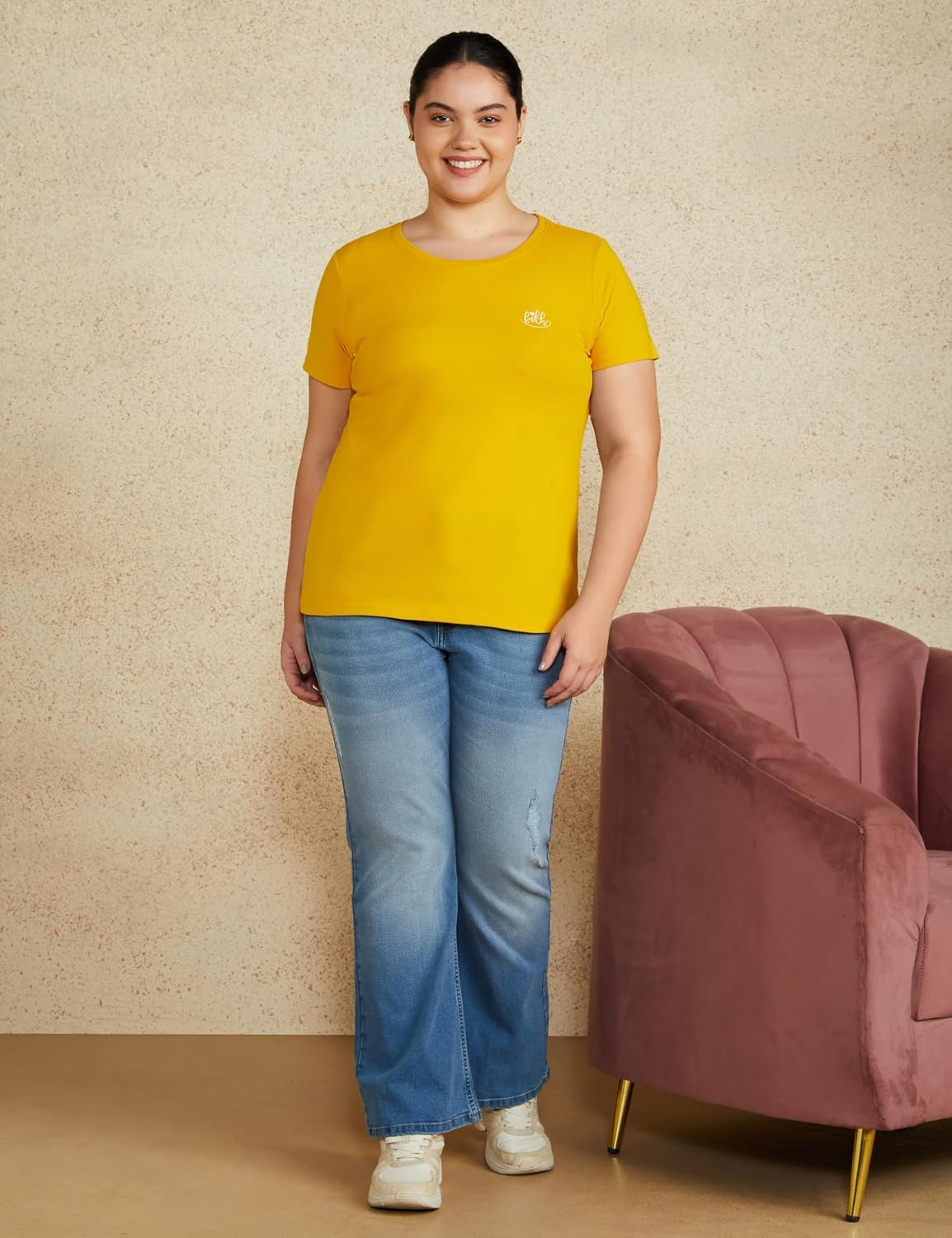 Symbol Women's Cotton-Stretch Round-Neck T-Shirts - Pack of 2 - Image 128