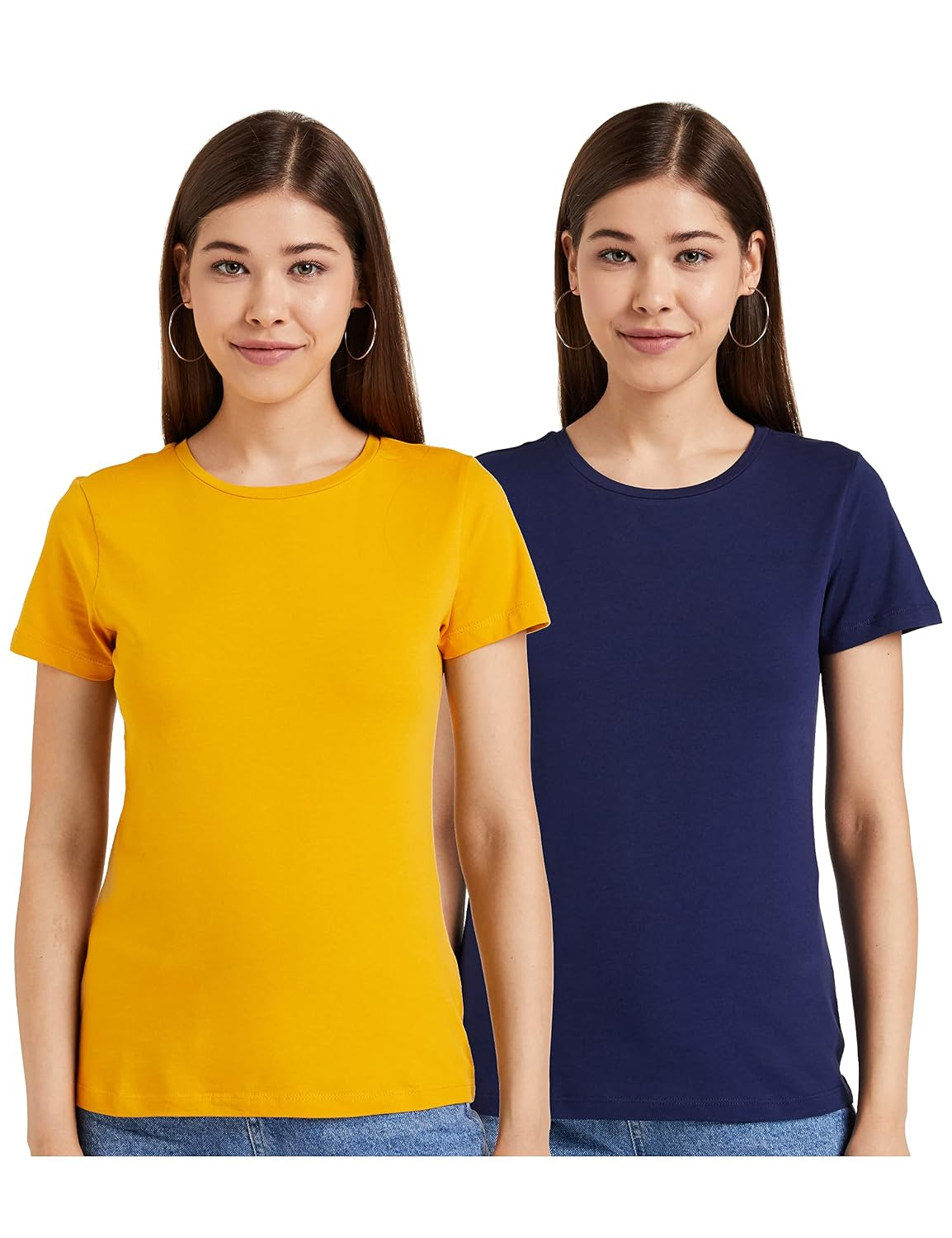 Symbol Women's Cotton-Stretch Round-Neck T-Shirts - Pack of 2 - Image 129