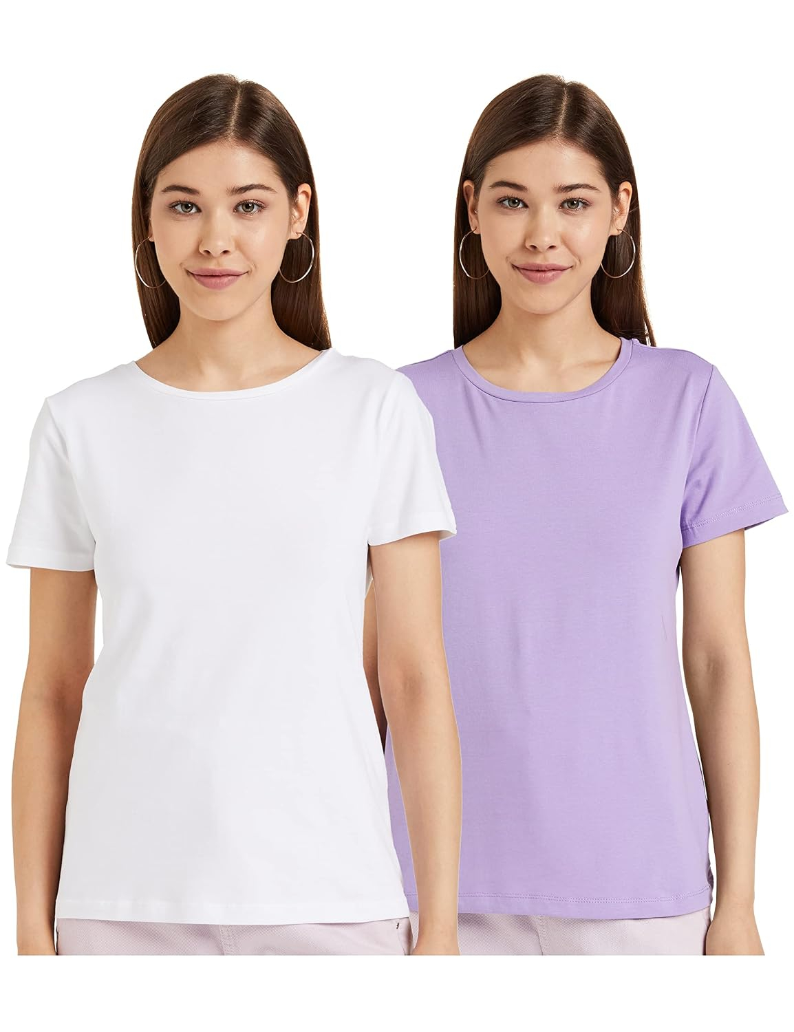 Symbol Women's Cotton-Stretch Round-Neck T-Shirts - Pack of 2 - Image 138
