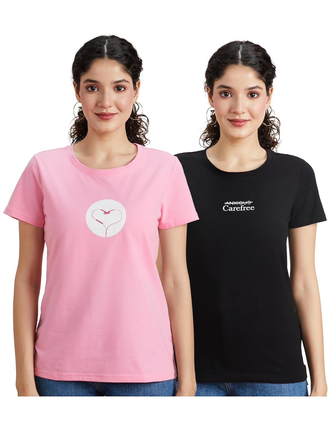 Symbol Women's Cotton-Stretch Round-Neck T-Shirts - Pack of 2 - Image 149