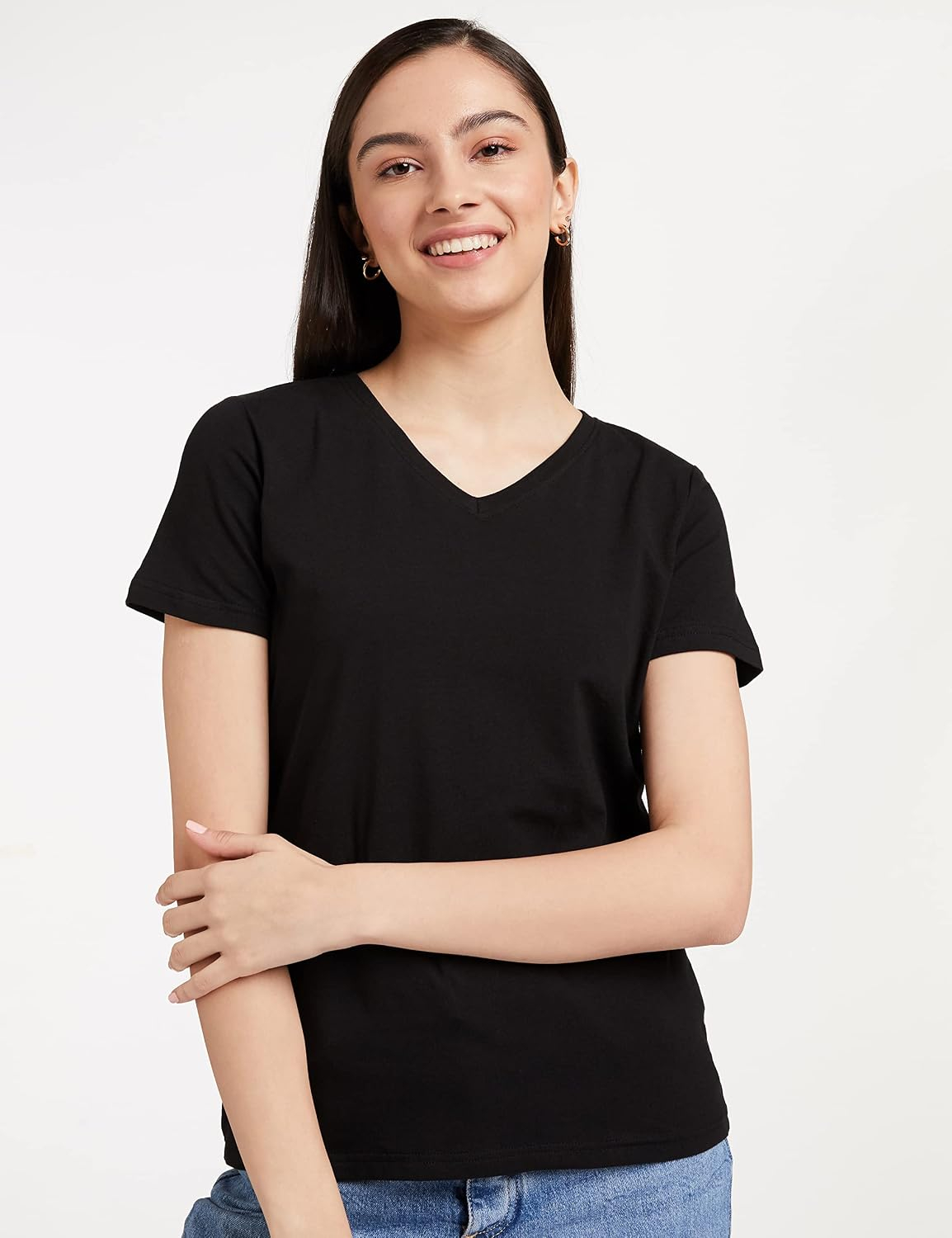 Symbol Women's Cotton-Stretch V-Neck T-Shirts - Pack of 2 - Image 2