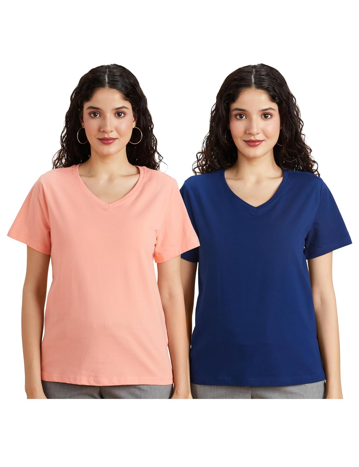 Symbol Women's Cotton-Stretch V-Neck T-Shirts - Pack of 2 - Image 8