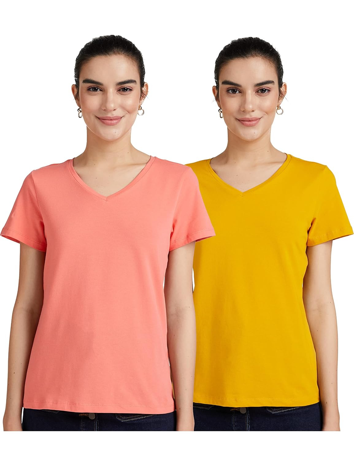 Symbol Women's Cotton-Stretch V-Neck T-Shirts - Pack of 2 - Image 14