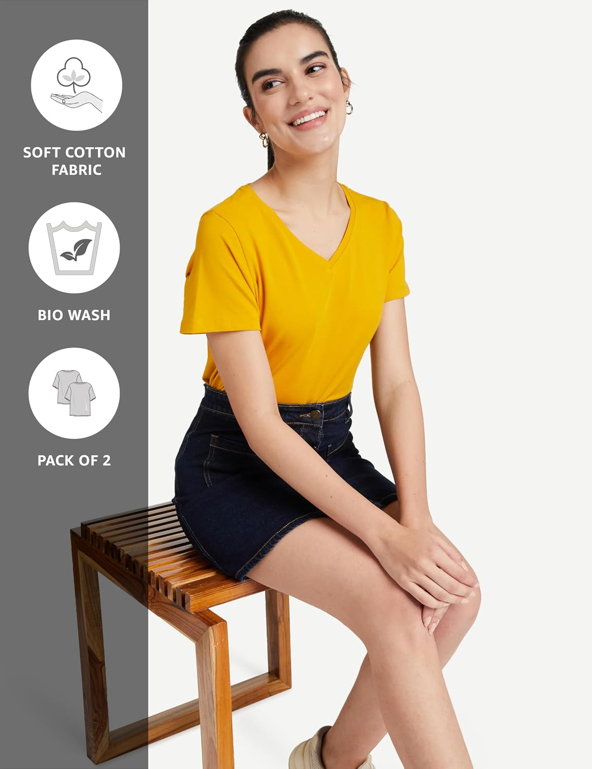 Symbol Women's Cotton-Stretch V-Neck T-Shirts - Pack of 2 - Image 17