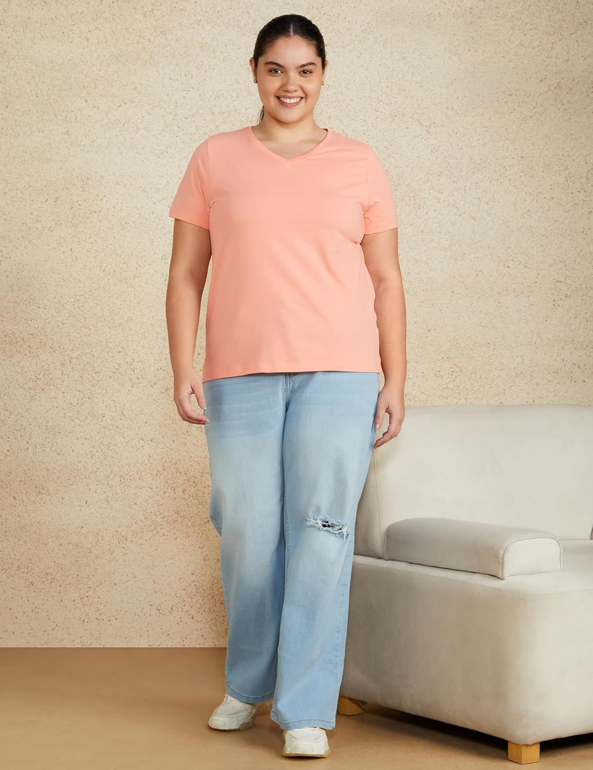 Symbol Women's Cotton-Stretch V-Neck T-Shirts - Pack of 2 - Image 40