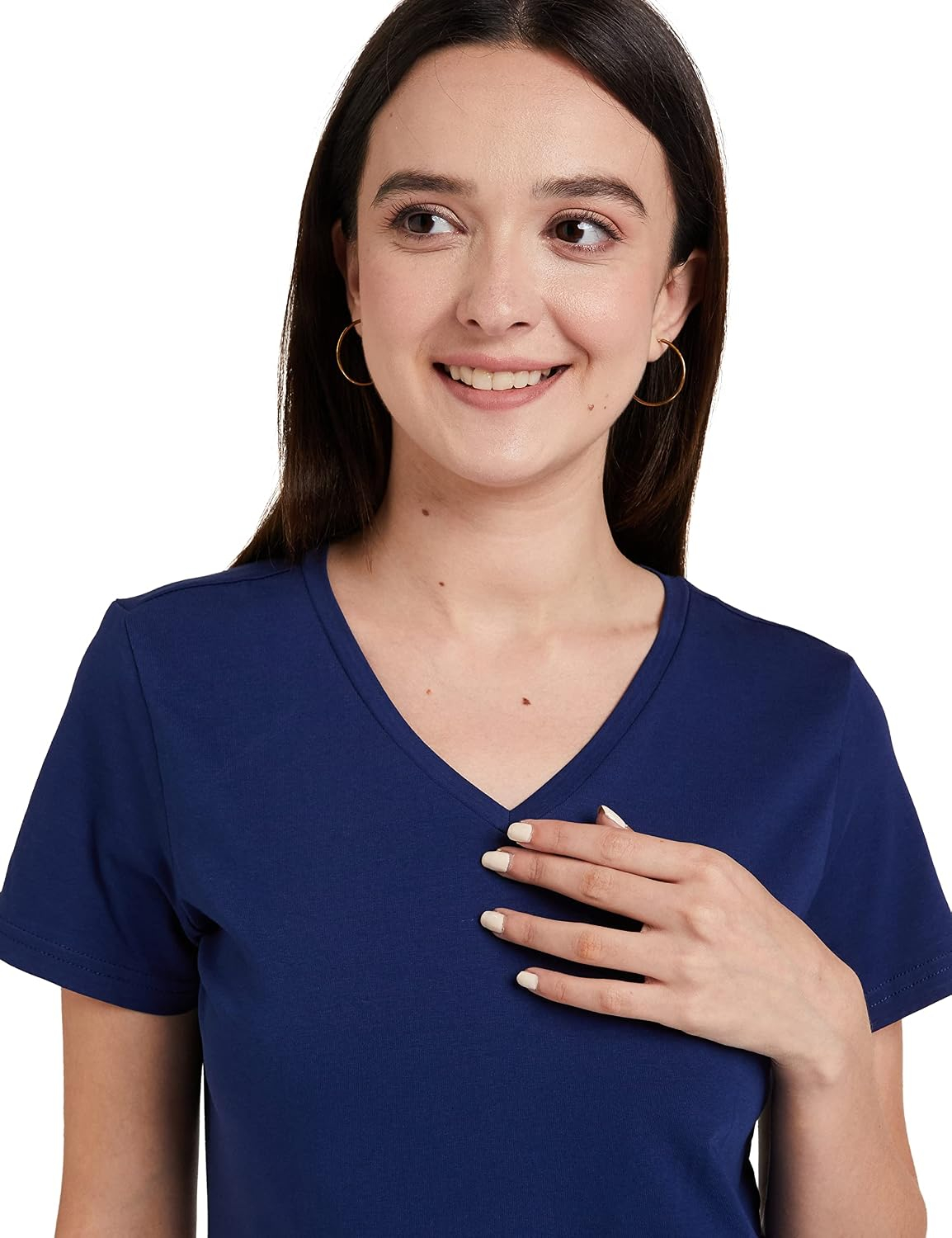 Symbol Women's Cotton-Stretch V-Neck T-Shirts - Pack of 2 - Image 52