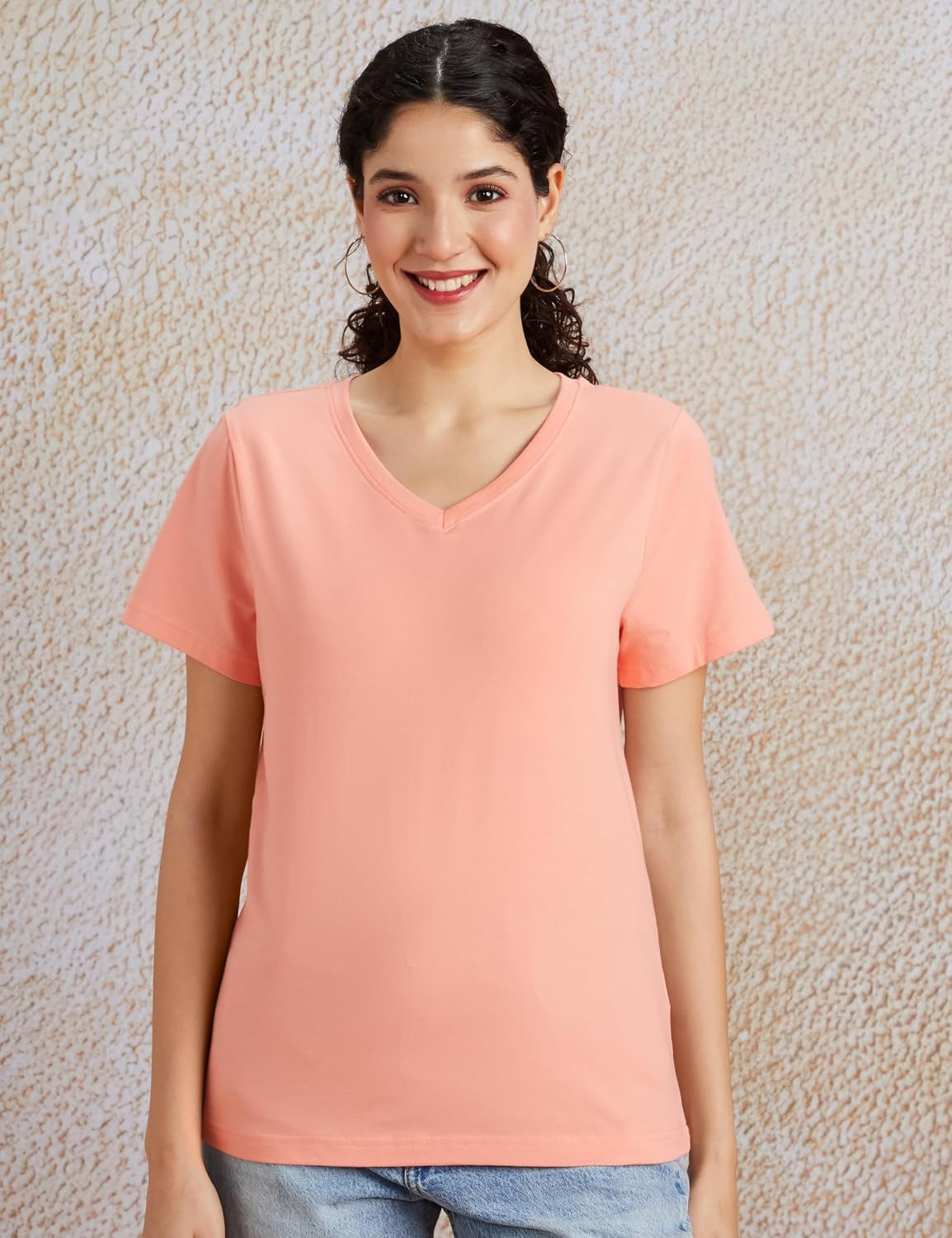 Symbol Women's Cotton-Stretch V-Neck T-Shirts - Pack of 2 - Image 63