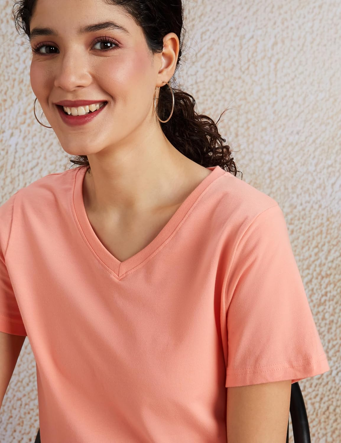 Symbol Women's Cotton-Stretch V-Neck T-Shirts - Pack of 2 - Image 66
