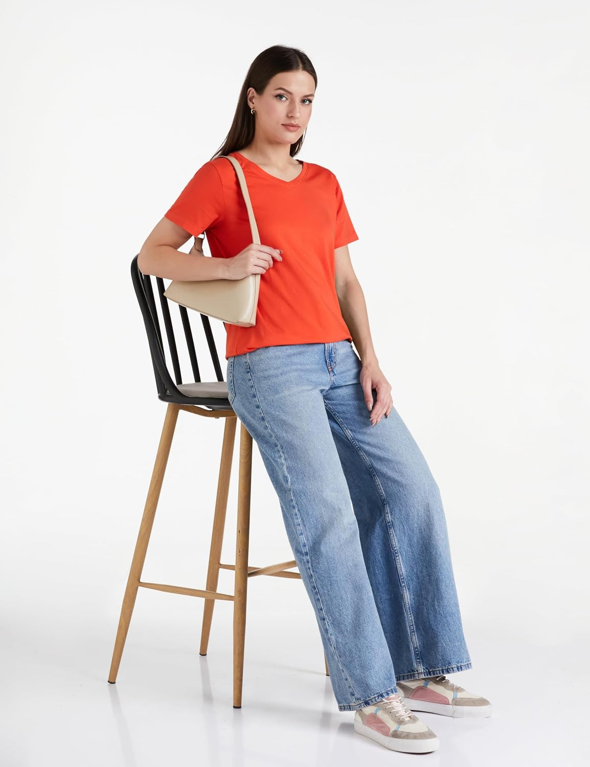 Symbol Women's Cotton-Stretch V-Neck T-Shirts - Pack of 2 - Image 72
