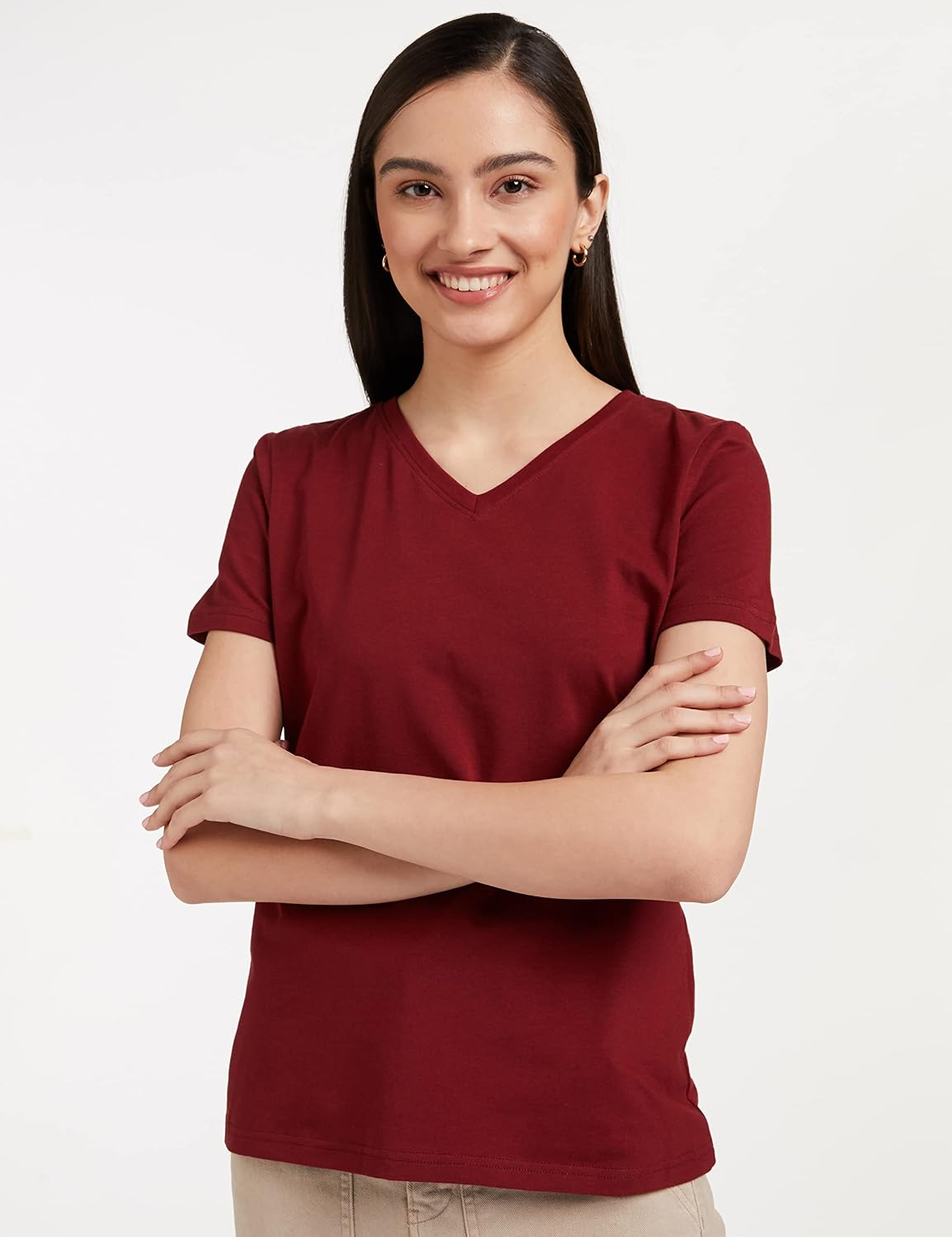 Symbol Women's Cotton-Stretch V-Neck T-Shirts - Pack of 2 - Image 78