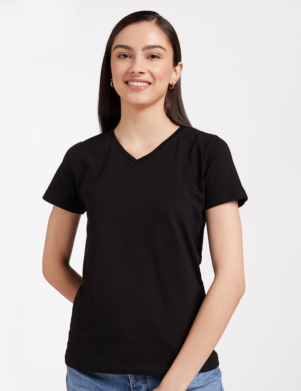 Symbol Women's Cotton-Stretch V-Neck T-Shirts - Pack of 2 - Image 87