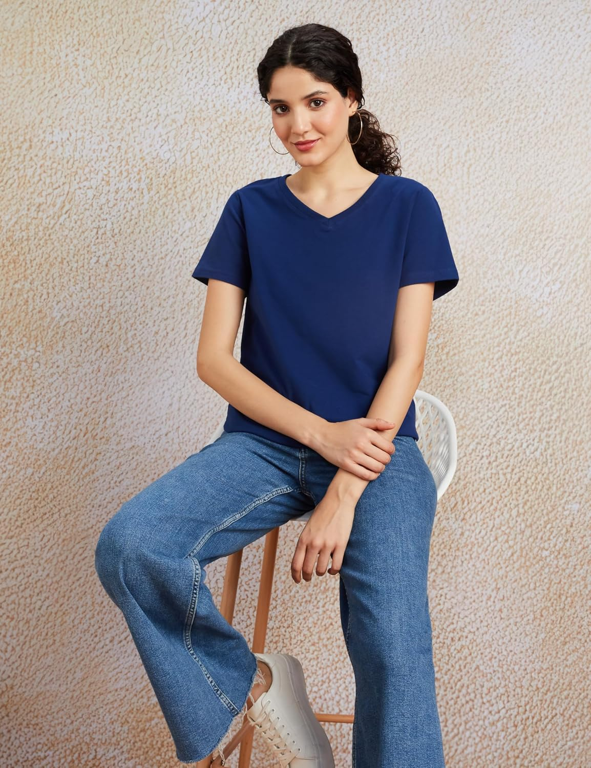 Symbol Women's Cotton-Stretch V-Neck T-Shirts - Pack of 2 - Image 96