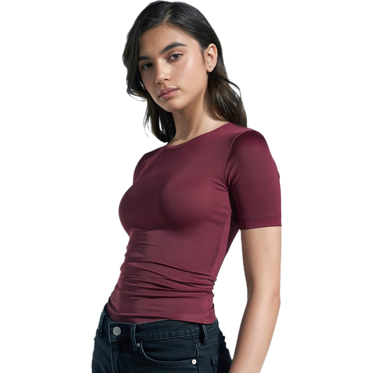SIGHTBOMB Women's Double-Layer Short-Sleeve Cuddle Tee - Image 20