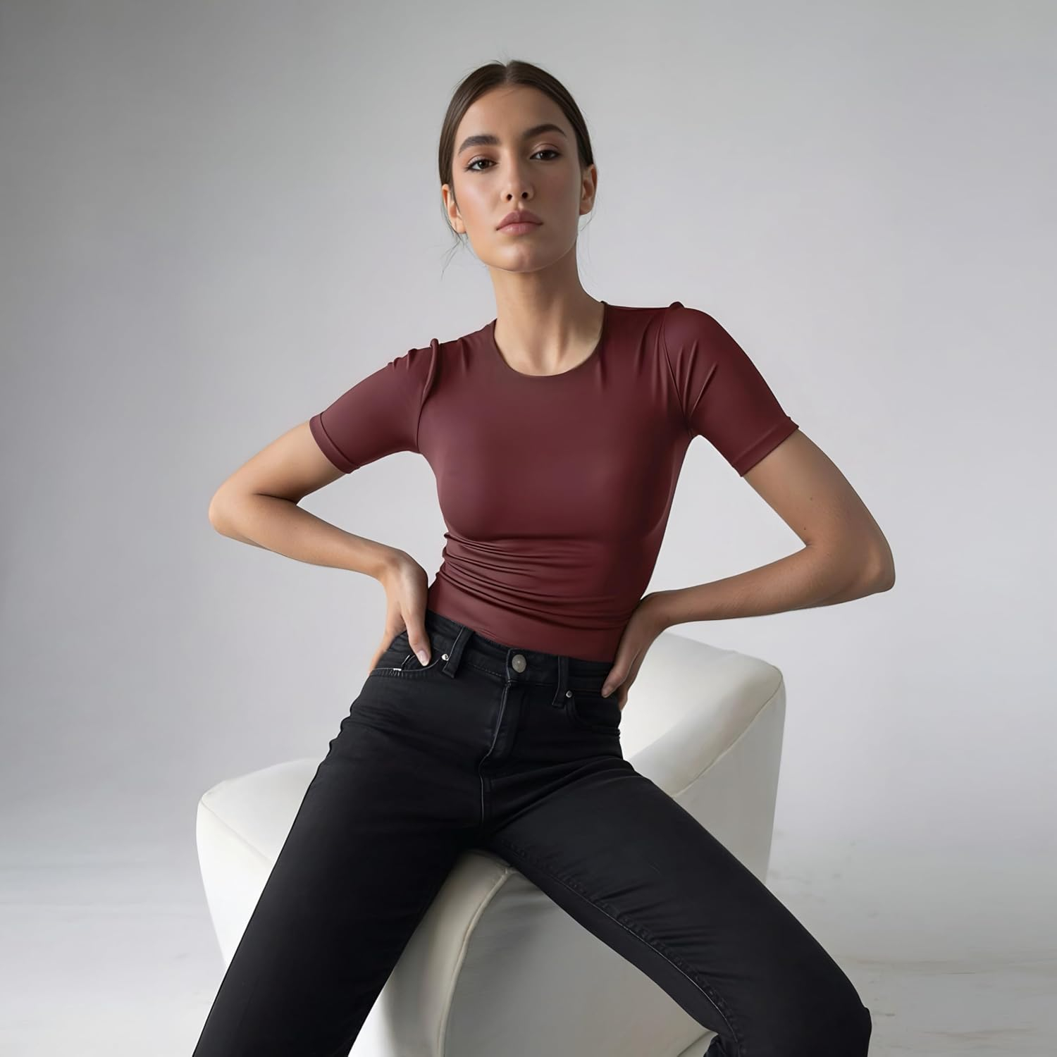 SIGHTBOMB Women's Double-Layer Short-Sleeve Cuddle Tee - Image 21