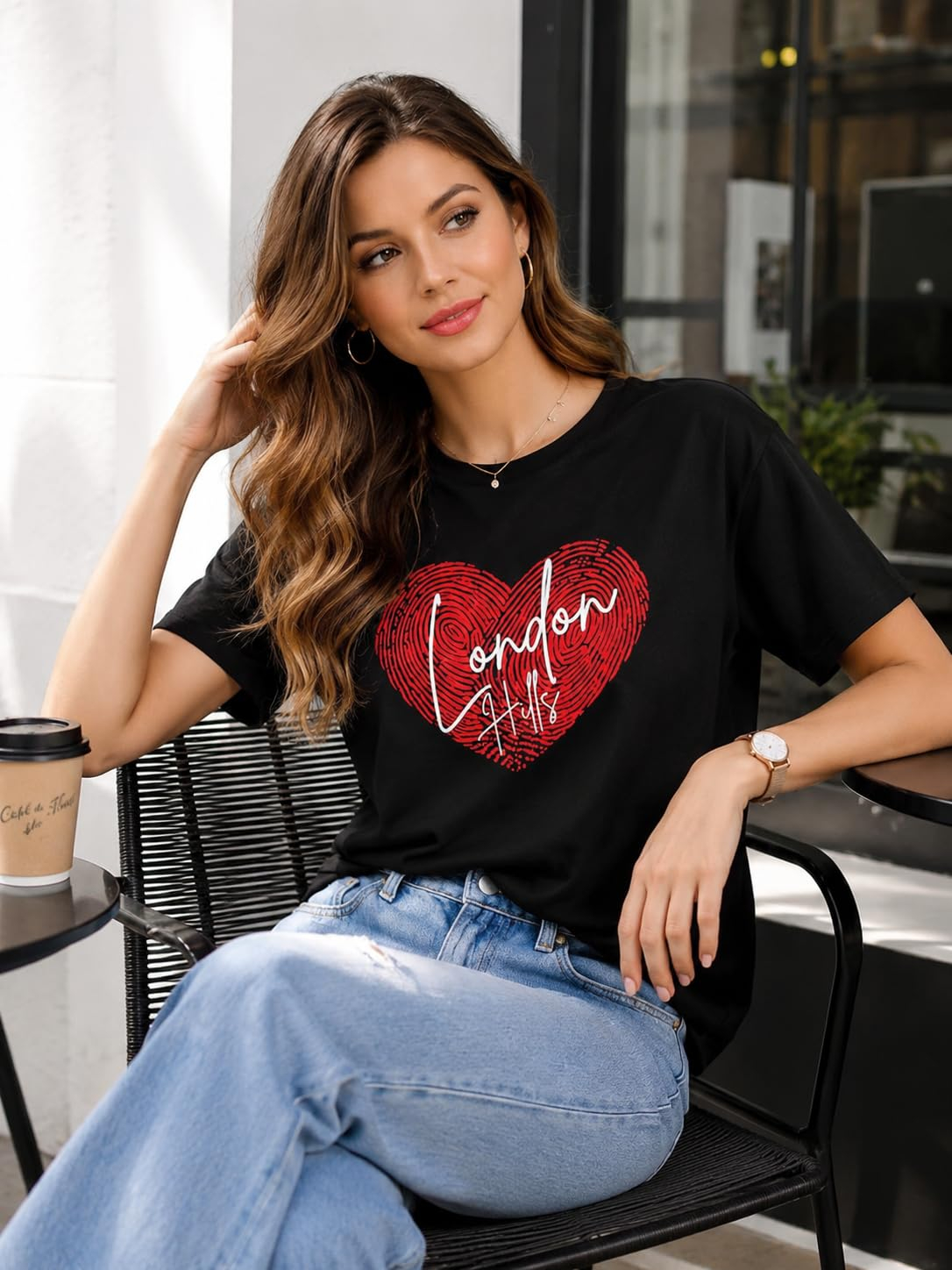London Hills Women's Loose-Fit Graphic T-Shirt - Image 74