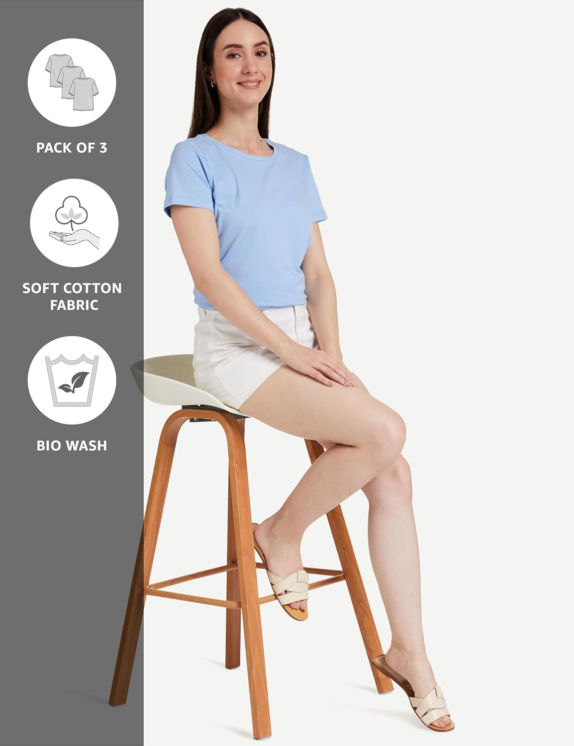 Symbol Women's Sleeveless Cotton Round-Neck T-Shirts - Pack of 3 - Image 10