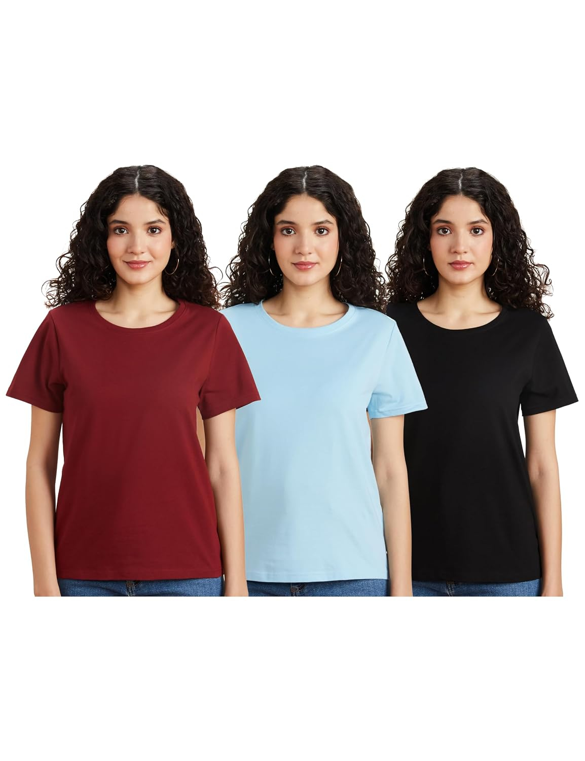 Symbol Women's Sleeveless Cotton Round-Neck T-Shirts - Pack of 3 - Image 23