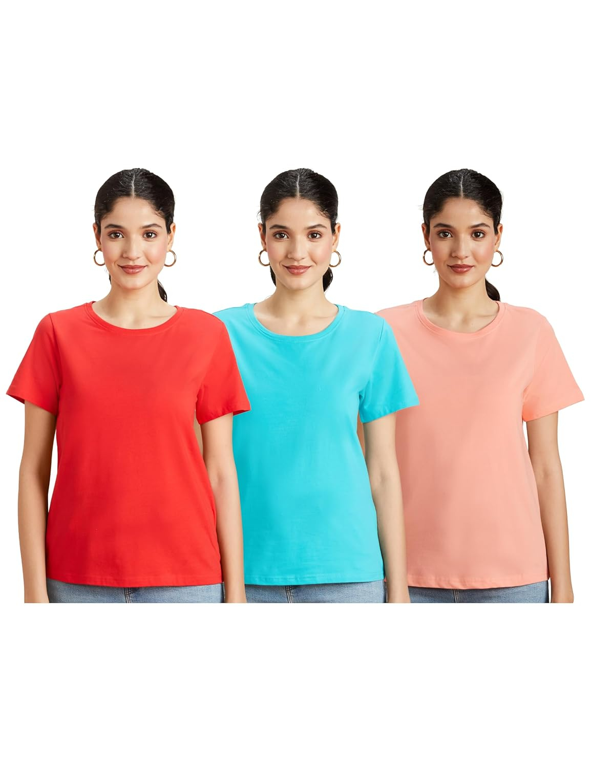 Symbol Women's Sleeveless Cotton Round-Neck T-Shirts - Pack of 3 - Image 30