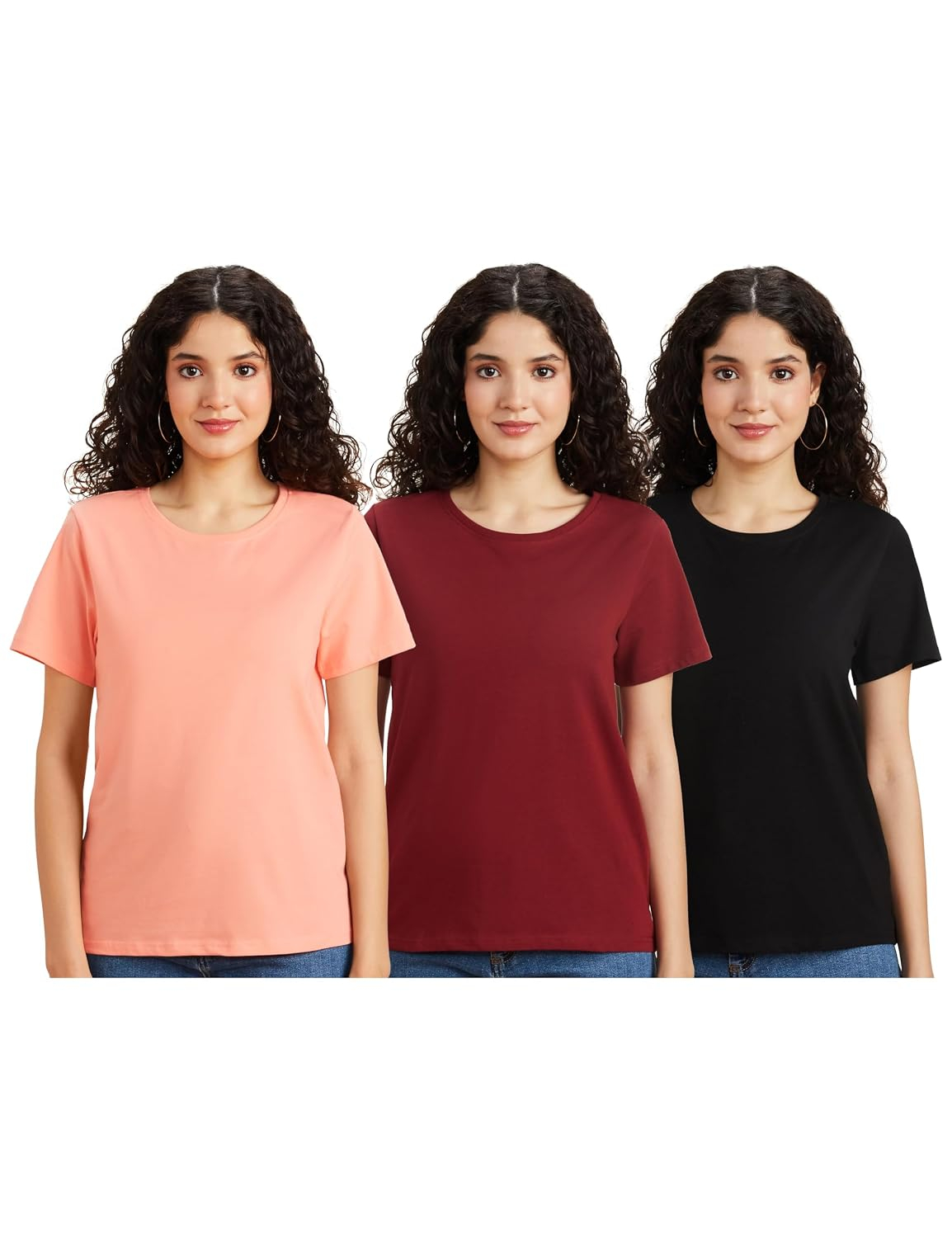 Symbol Women's Sleeveless Cotton Round-Neck T-Shirts - Pack of 3 - Image 36