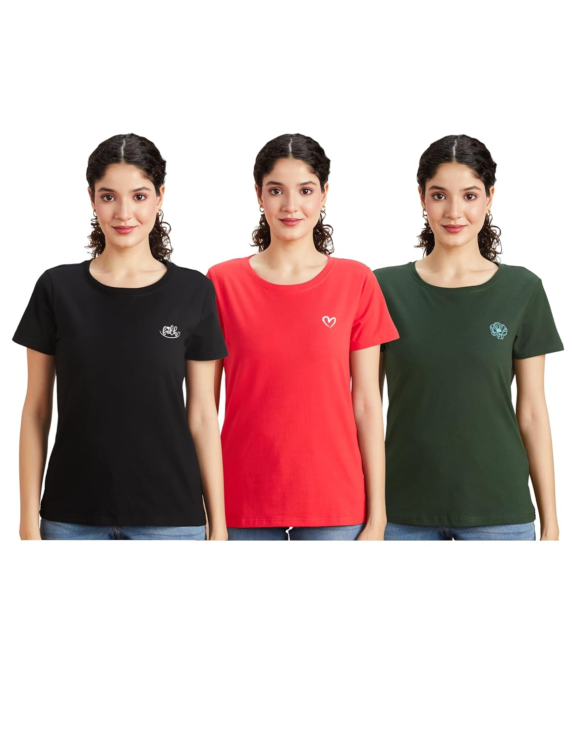 Symbol Women's Sleeveless Cotton Round-Neck T-Shirts - Pack of 3 - Image 43