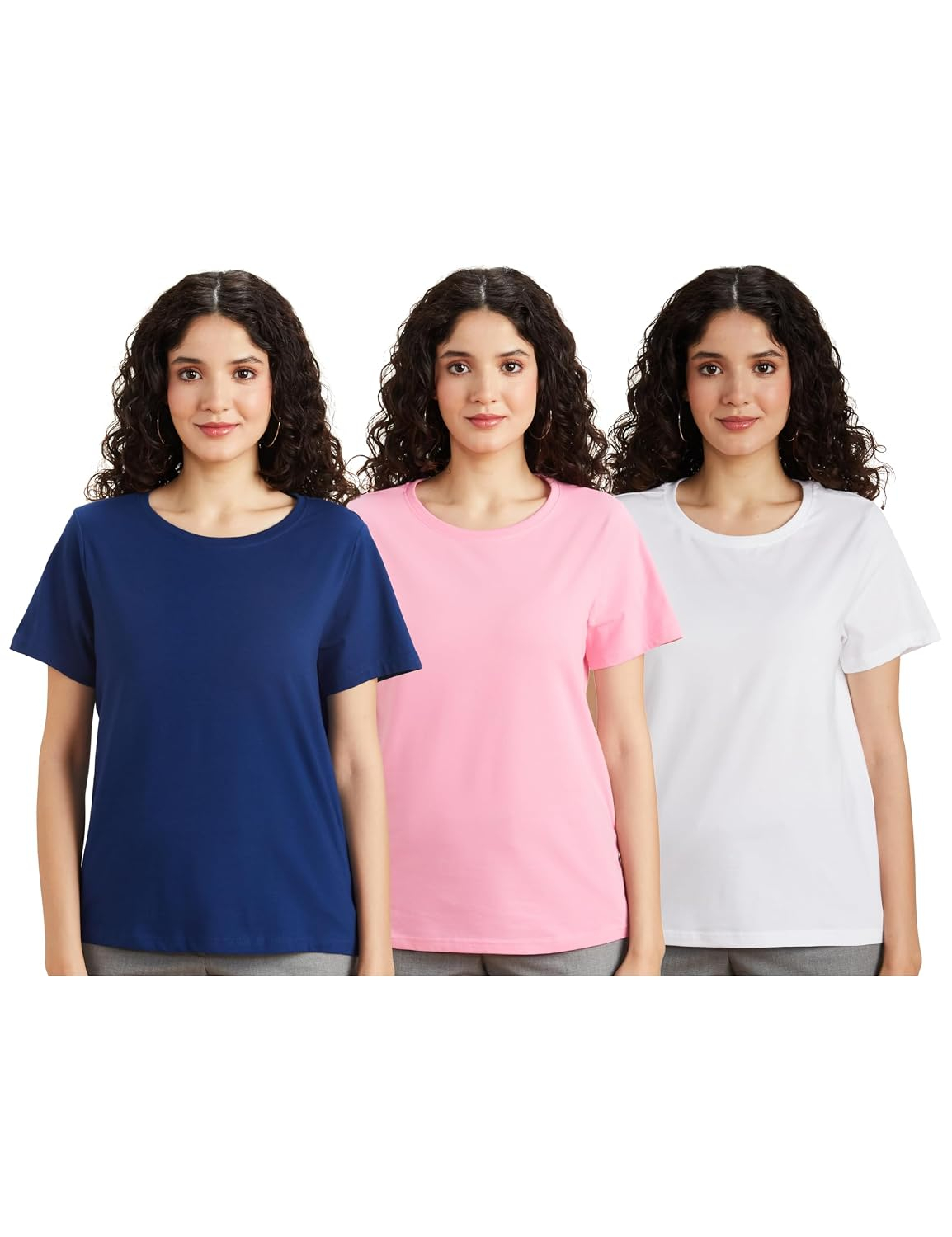 Symbol Women's Sleeveless Cotton Round-Neck T-Shirts - Pack of 3 - Image 49