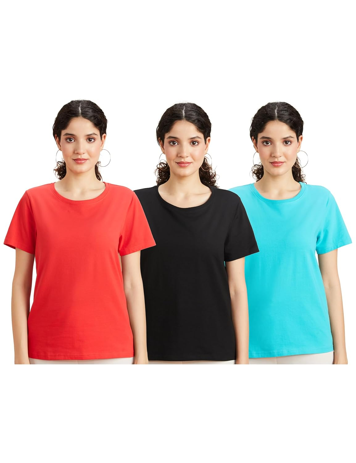 Symbol Women's Sleeveless Cotton Round-Neck T-Shirts - Pack of 3 - Image 62