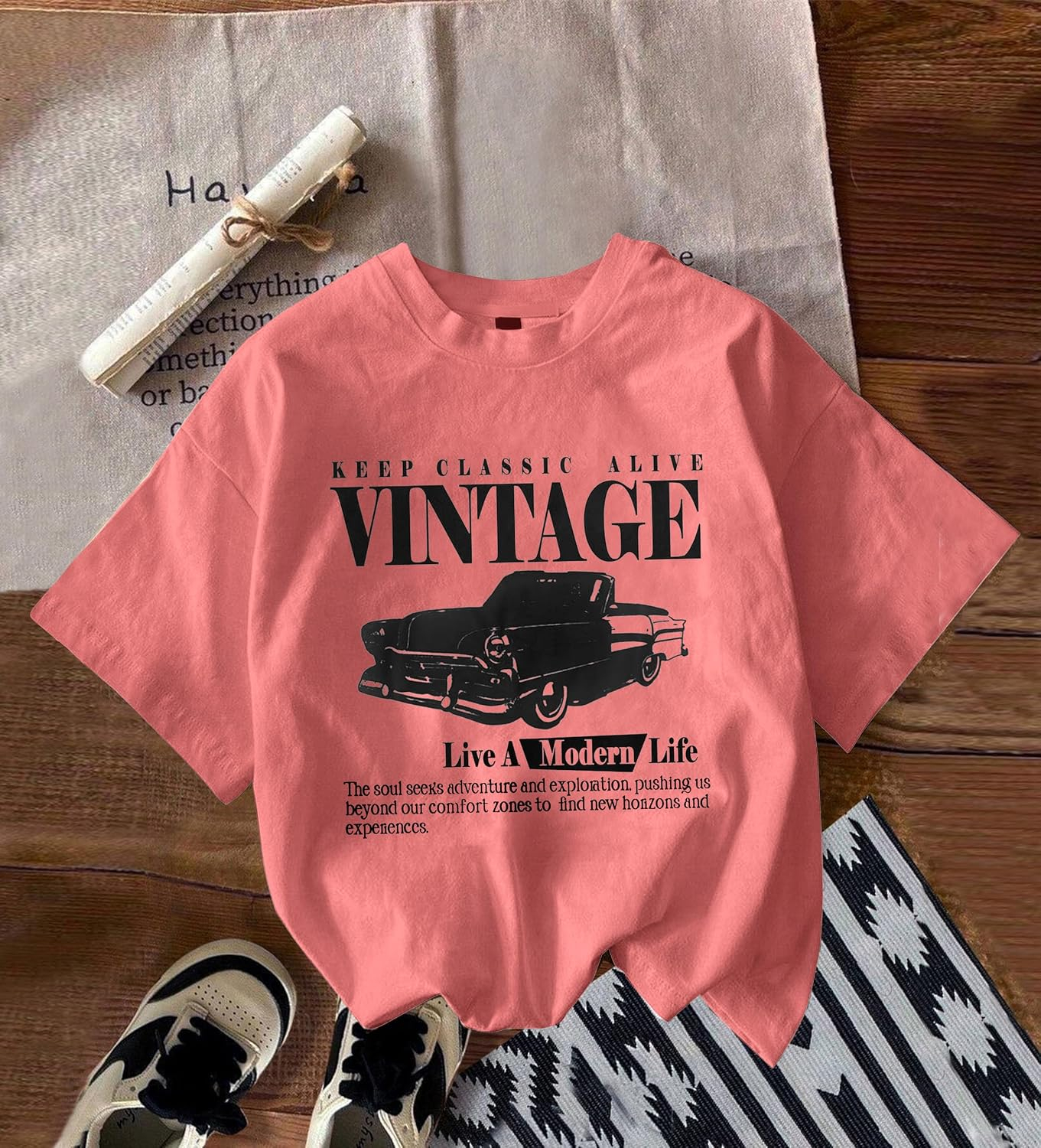 Jawdrobe Women's Vintage-Print Oversized T-Shirt - Image 15