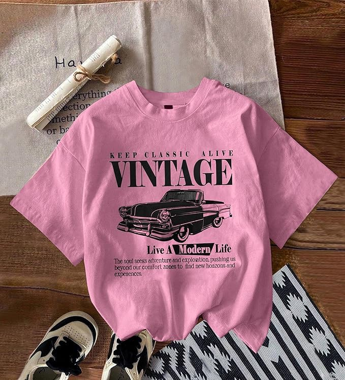 Jawdrobe Women's Vintage-Print Oversized T-Shirt - Image 40