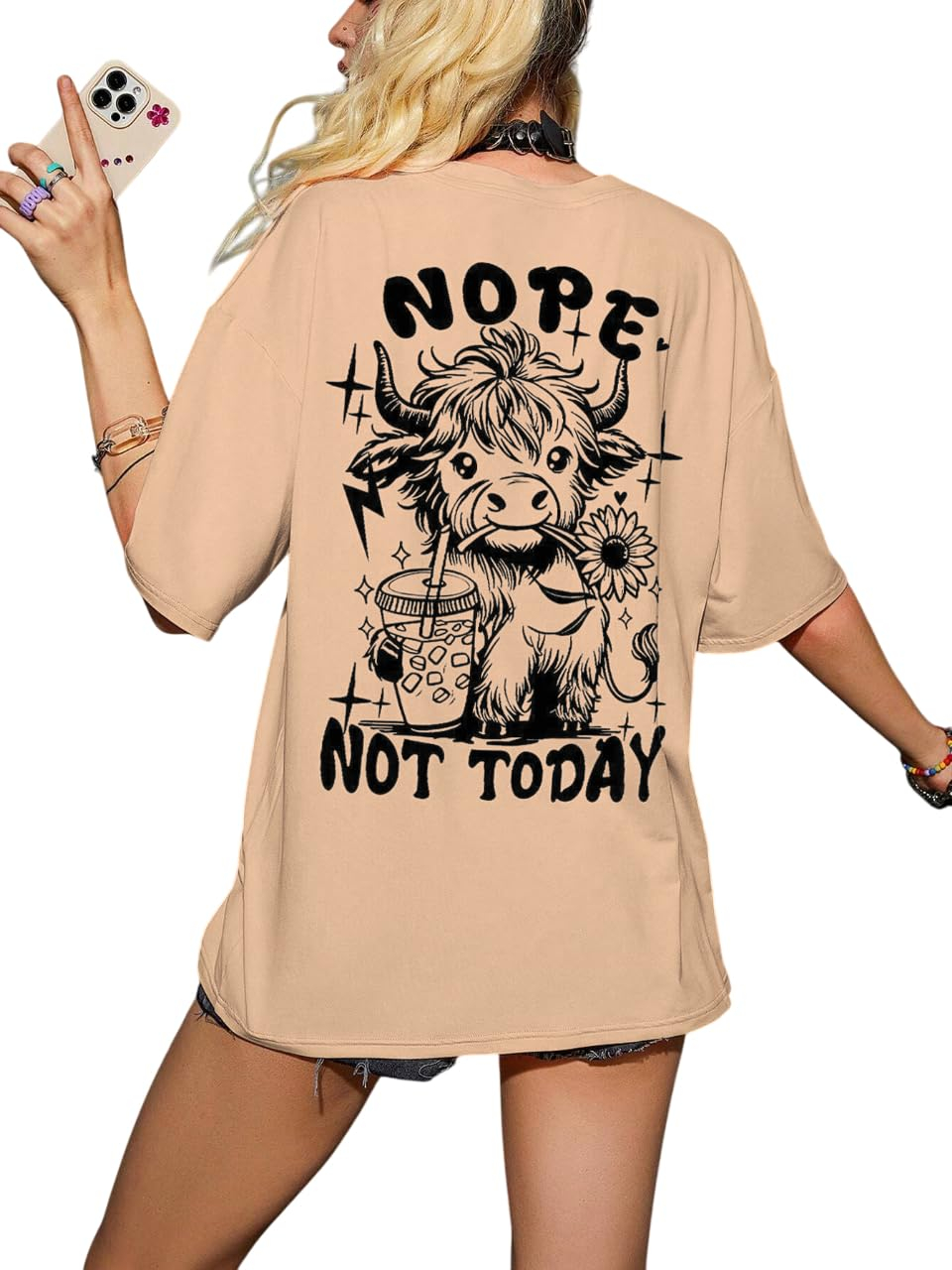 Jawdrobe Women's Vintage-Print Oversized T-Shirt - Image 43