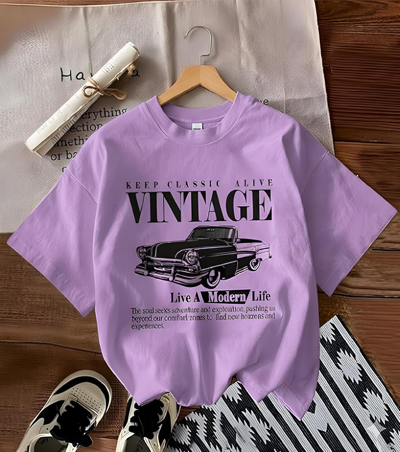Jawdrobe Women's Vintage-Print Oversized T-Shirt - Image 51